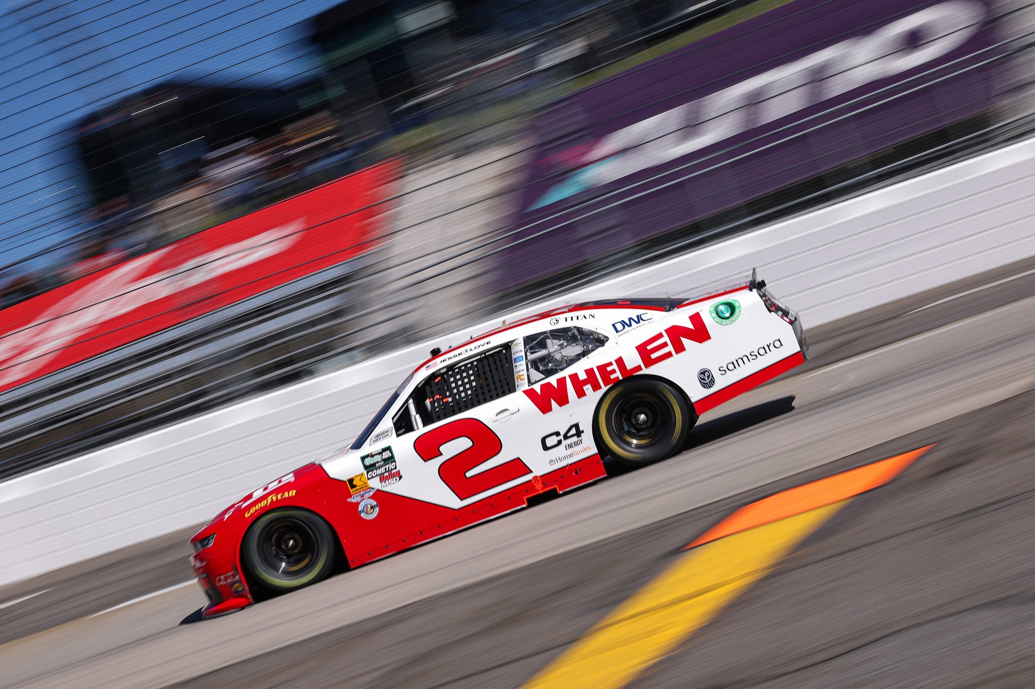 MARTINSVILLE, VIRGINIA - MARCH 28: Jesse Love, driver of the #2 Whelen Chevrolet, drives during the NASCAR O'Reilly Auto Parts Series NFPA 250 at Martinsville Speedway on March 28, 2026 in Martinsville, Virginia. (Photo by David Jensen/Getty Images) | Getty Images