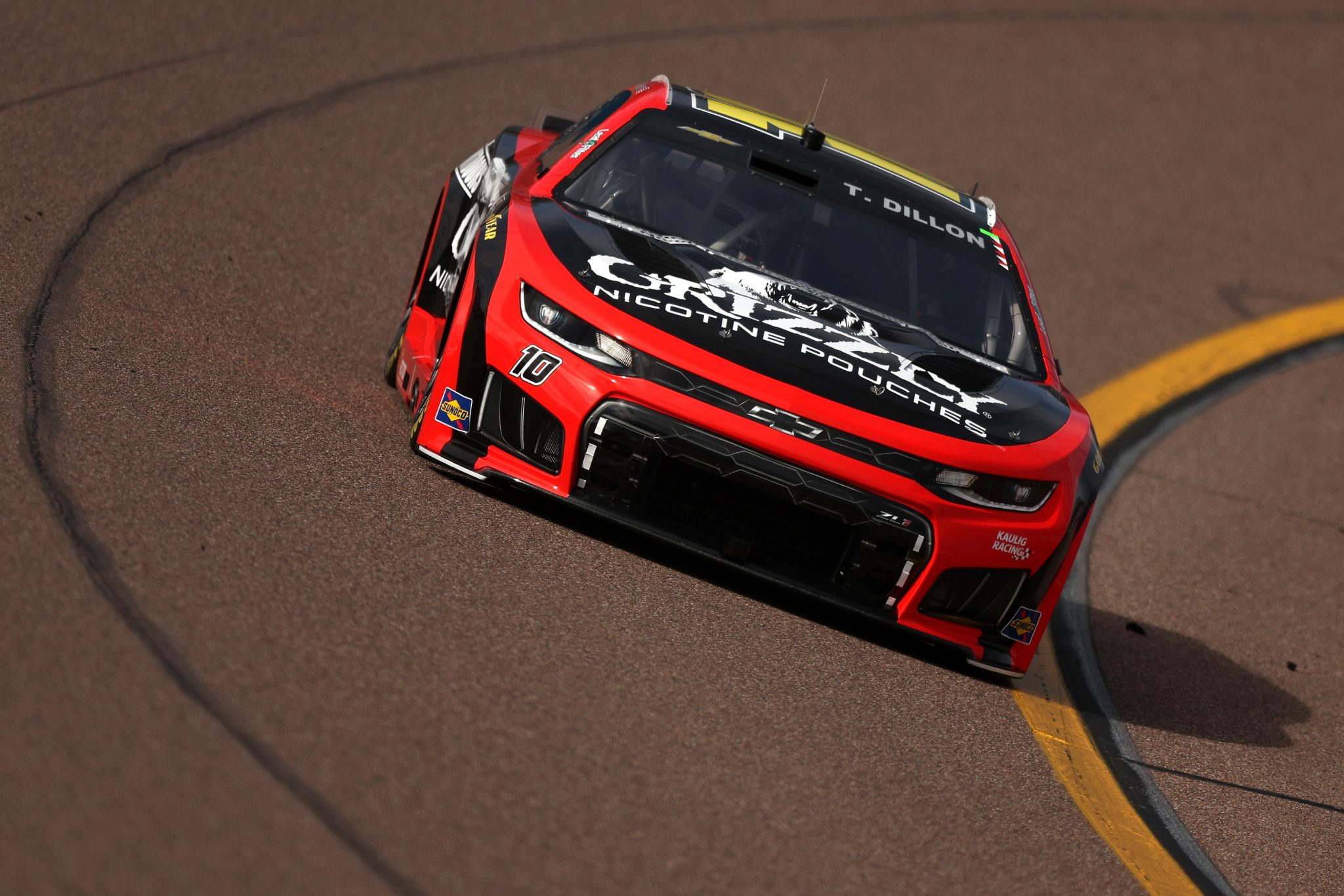 AVONDALE, ARIZONA - MARCH 07: Ty Dillon, driver of the #10 Grizzly Nicotine Pouches Chevrolet, drives during practice for the NASCAR Cup Series Straight Talk Wireless 500 at Phoenix Raceway on March 07, 2026 in Avondale, Arizona. (Photo by Meg Oliphant/Getty Images) | Getty Images