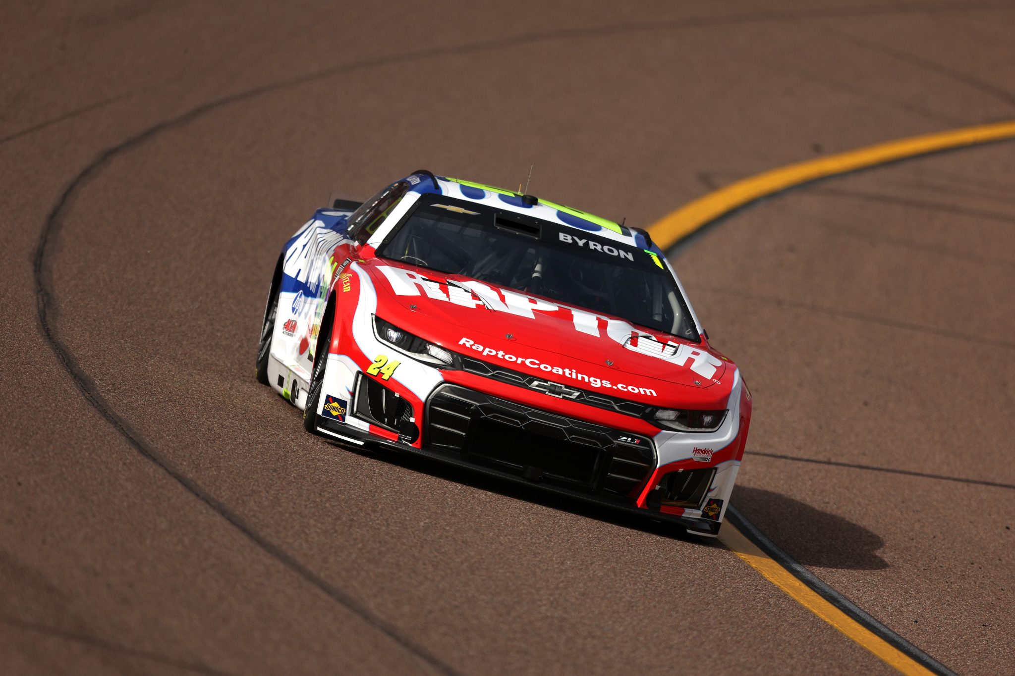 AVONDALE, ARIZONA - MARCH 07: William Byron, driver of the #24 Raptor Chevrolet, drives during practice for the NASCAR Cup Series Straight Talk Wireless 500 at Phoenix Raceway on March 07, 2026 in Avondale, Arizona. (Photo by Meg Oliphant/Getty Images) | Getty Images