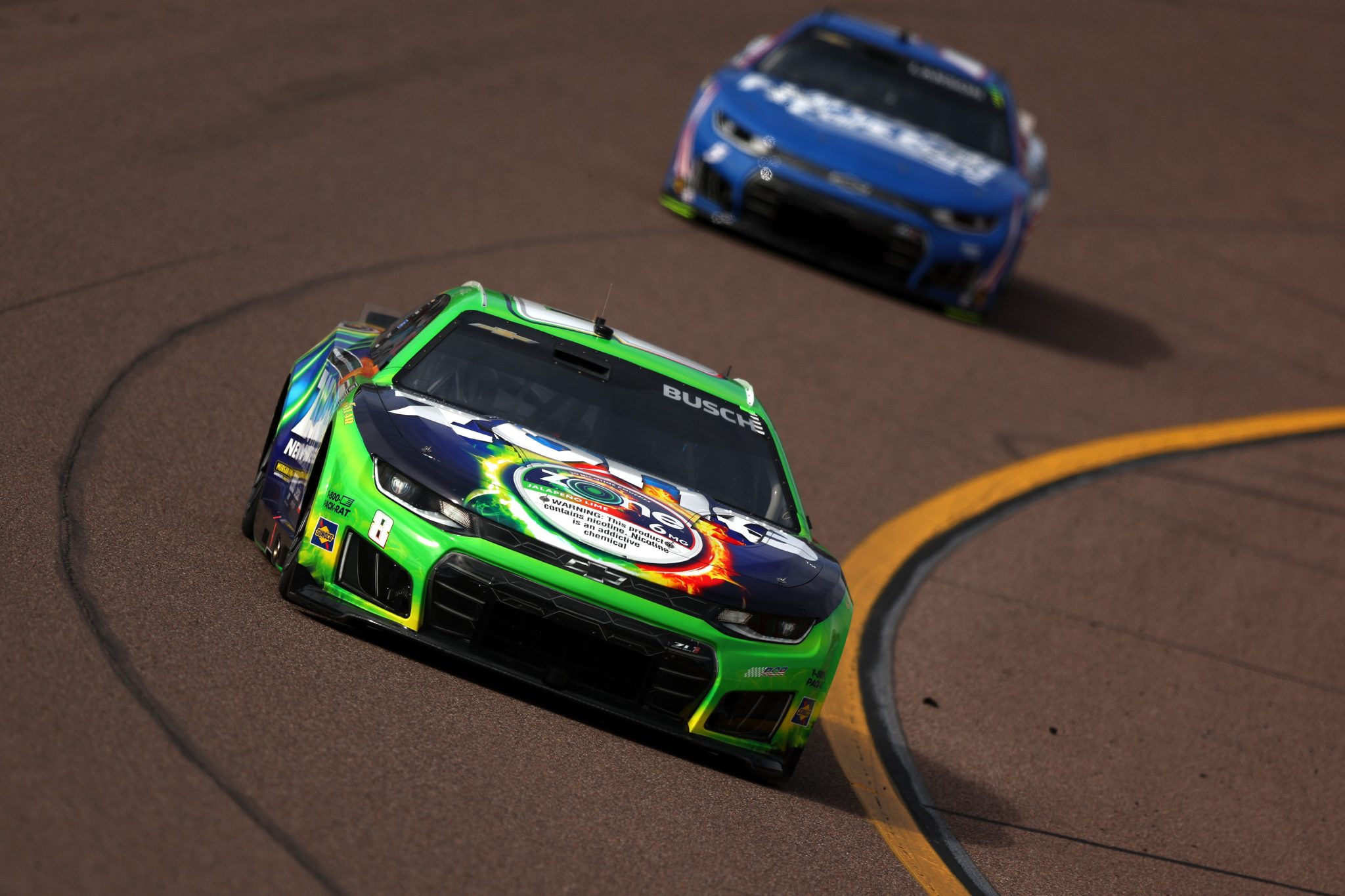 AVONDALE, ARIZONA - MARCH 07: Kyle Busch, driver of the #8 zone Jalapeno Lime Chevrolet, drives during practice for the NASCAR Cup Series Straight Talk Wireless 500 at Phoenix Raceway on March 07, 2026 in Avondale, Arizona. (Photo by Meg Oliphant/Getty Images) | Getty Images