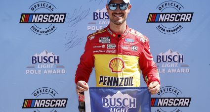 AVONDALE, ARIZONA - MARCH 07: Joey Logano, driver of the #22 Shell Pennzoil Ford, poses for photos after winning the pole award 
 during qualifying for the NASCAR Cup Series Straight Talk Wireless 500 at Phoenix Raceway on March 07, 2026 in Avondale, Arizona. (Photo by Sean Gardner/Getty Images) | Getty Images