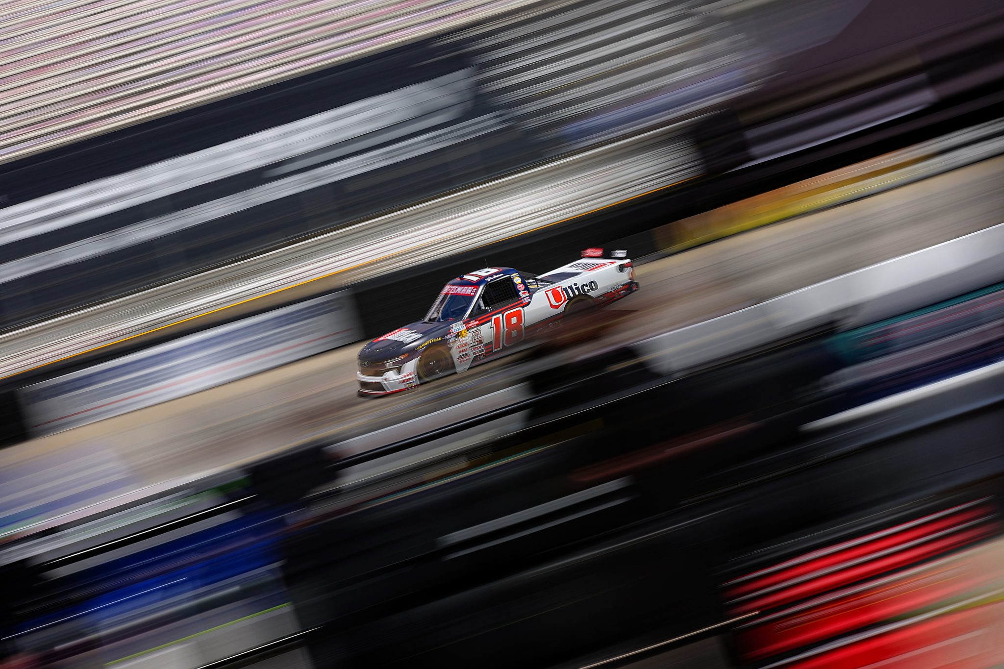 BRISTOL, TENNESSEE - APRIL 10: Tyler Ankrum, driver of the #18 Ullico Chevrolet, drives during practice for the NASCAR Craftsman Truck Series Tennessee Army National Guard 250 at Bristol Motor Speedway on April 10, 2026 in Bristol, Tennessee. (Photo by Jonathan Bachman/Getty Images) | Getty Images