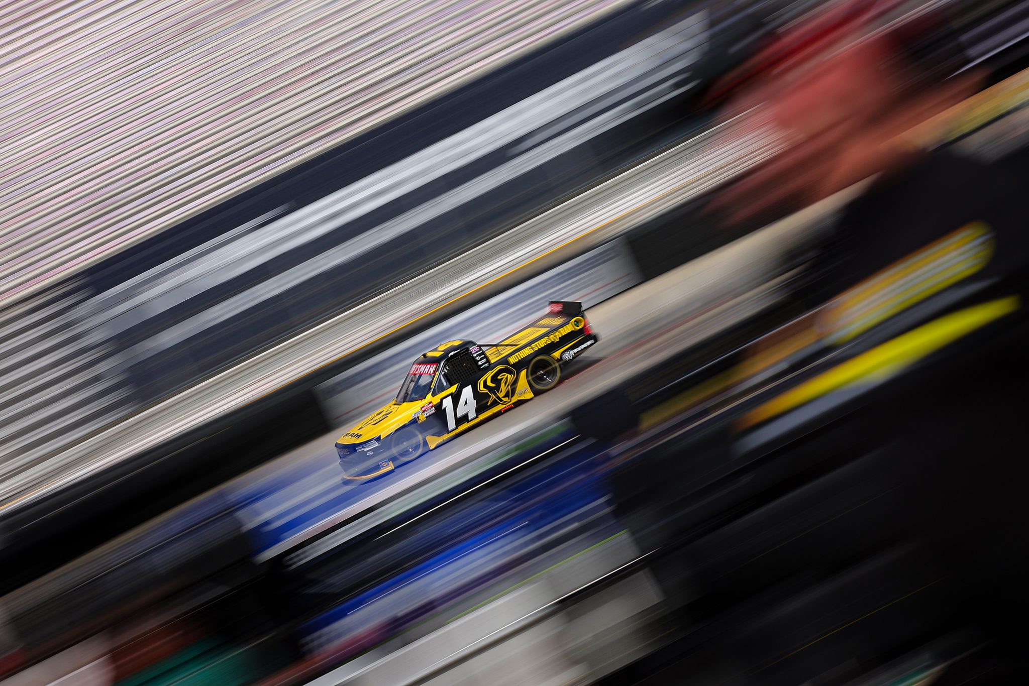 BRISTOL, TENNESSEE - APRIL 10: Mini Tyrrell, driver of the #14 Ram's Race for the Seat RAM, drives during practice for the NASCAR Craftsman Truck Series Tennessee Army National Guard 250 at Bristol Motor Speedway on April 10, 2026 in Bristol, Tennessee. (Photo by Jonathan Bachman/Getty Images) | Getty Images