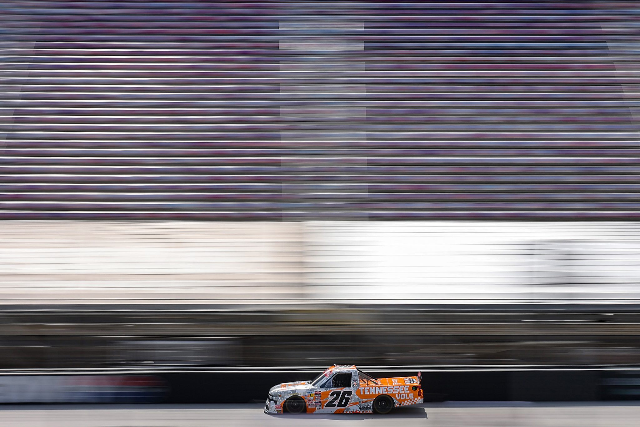 BRISTOL, TENNESSEE - APRIL 10: Dawson Sutton, driver of the #26 Tennessee VOLS Chevrolet, drives during practice for the NASCAR Craftsman Truck Series Tennessee Army National Guard 250 at Bristol Motor Speedway on April 10, 2026 in Bristol, Tennessee. (Photo by Jonathan Bachman/Getty Images) | Getty Images