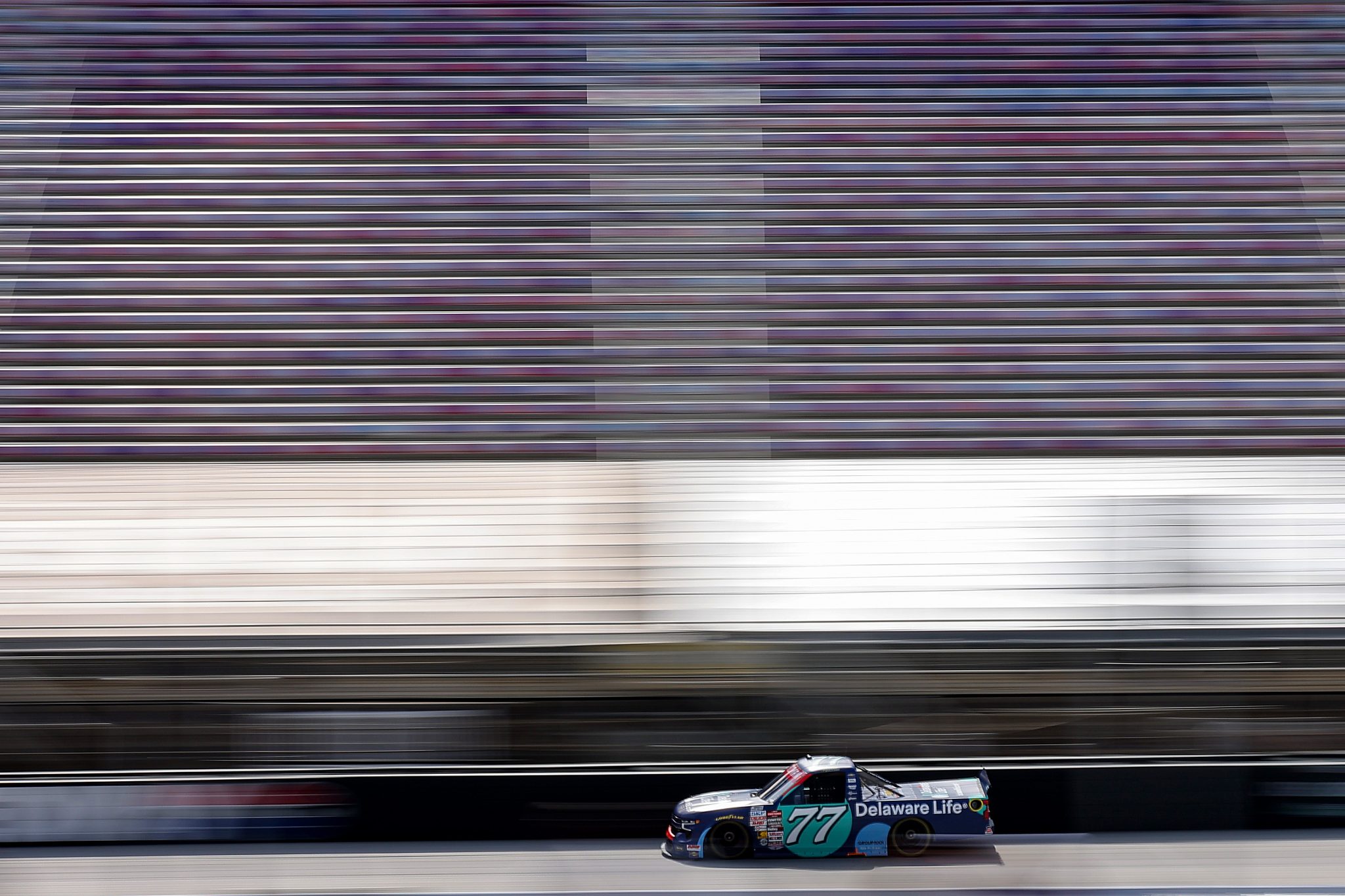 BRISTOL, TENNESSEE - APRIL 10: Carson Hocevar, driver of the #77 Delaware Life Chevrolet, drives during practice for the NASCAR Craftsman Truck Series Tennessee Army National Guard 250 at Bristol Motor Speedway on April 10, 2026 in Bristol, Tennessee. (Photo by Jonathan Bachman/Getty Images) | Getty Images