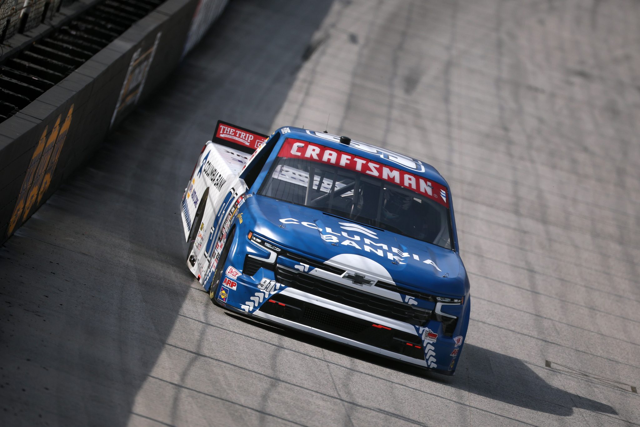BRISTOL, TENNESSEE - APRIL 10: Christian Eckes, driver of the #91 Columbia Bank Chevrolet, drives during practice for the NASCAR Craftsman Truck Series Tennessee Army National Guard 250 at Bristol Motor Speedway on April 10, 2026 in Bristol, Tennessee. (Photo by Chris Graythen/Getty Images) | Getty Images