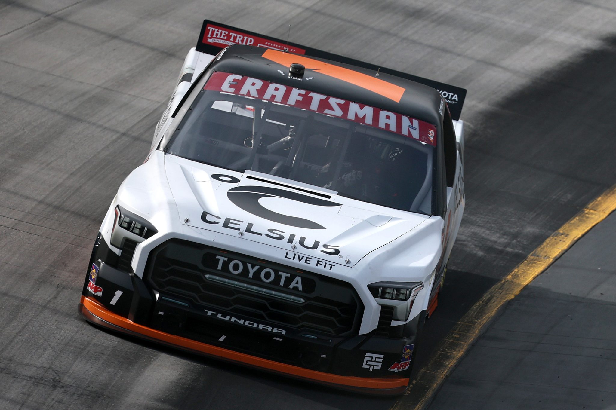 BRISTOL, TENNESSEE - APRIL 10: Corey Heim, driver of the #1 Celsius Toyota, drives during practice for the the NASCAR Craftsman Truck Series Tennessee Army National Guard 250 at Bristol Motor Speedway on April 10, 2026 in Bristol, Tennessee. (Photo by Chris Graythen/Getty Images) | Getty Images