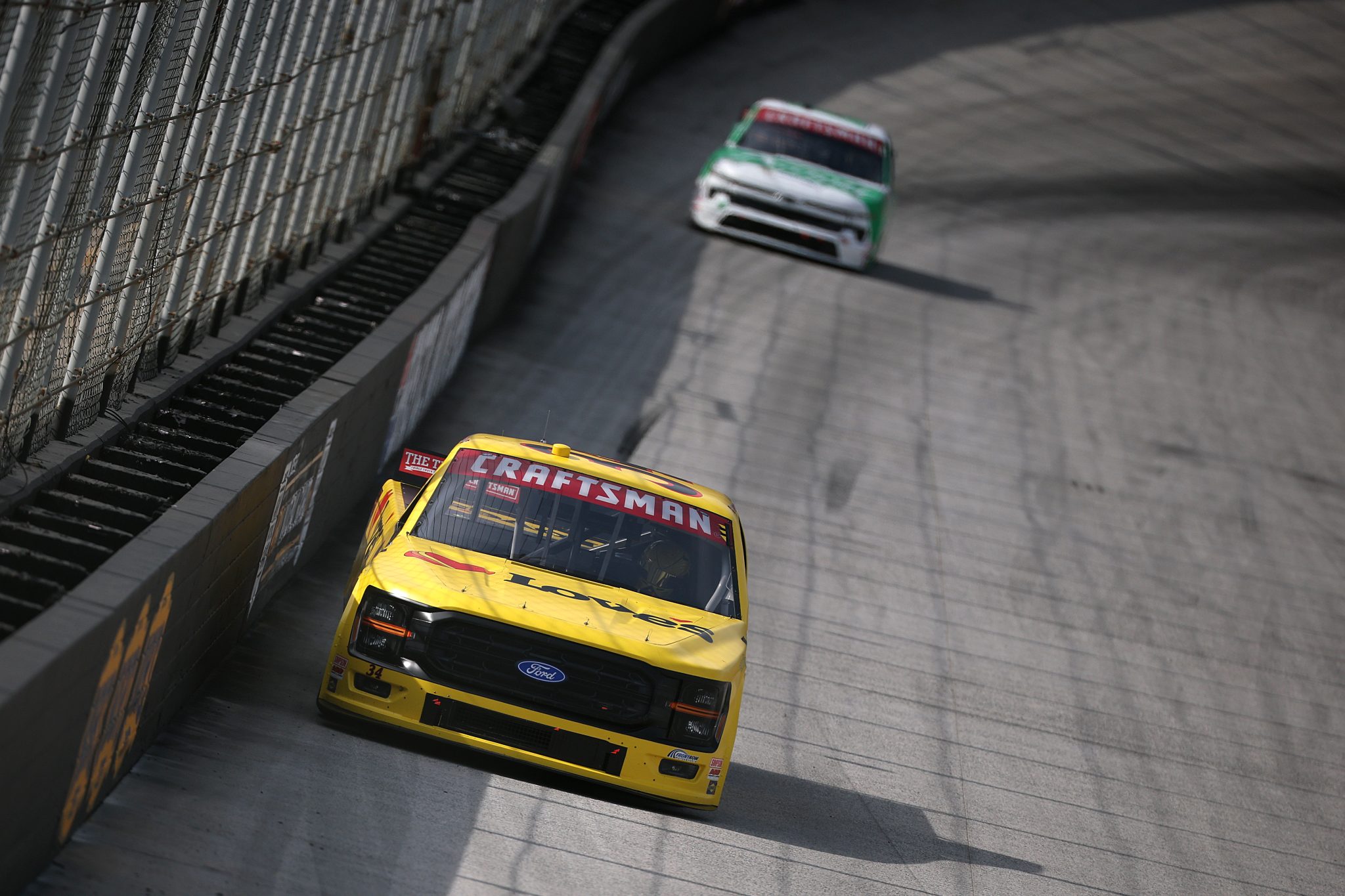 BRISTOL, TENNESSEE - APRIL 10: Layne Riggs, driver of the #34 Love's Travel Stops Ford, drives during practice for the the NASCAR Craftsman Truck Series Tennessee Army National Guard 250 at Bristol Motor Speedway on April 10, 2026 in Bristol, Tennessee. (Photo by Chris Graythen/Getty Images) | Getty Images