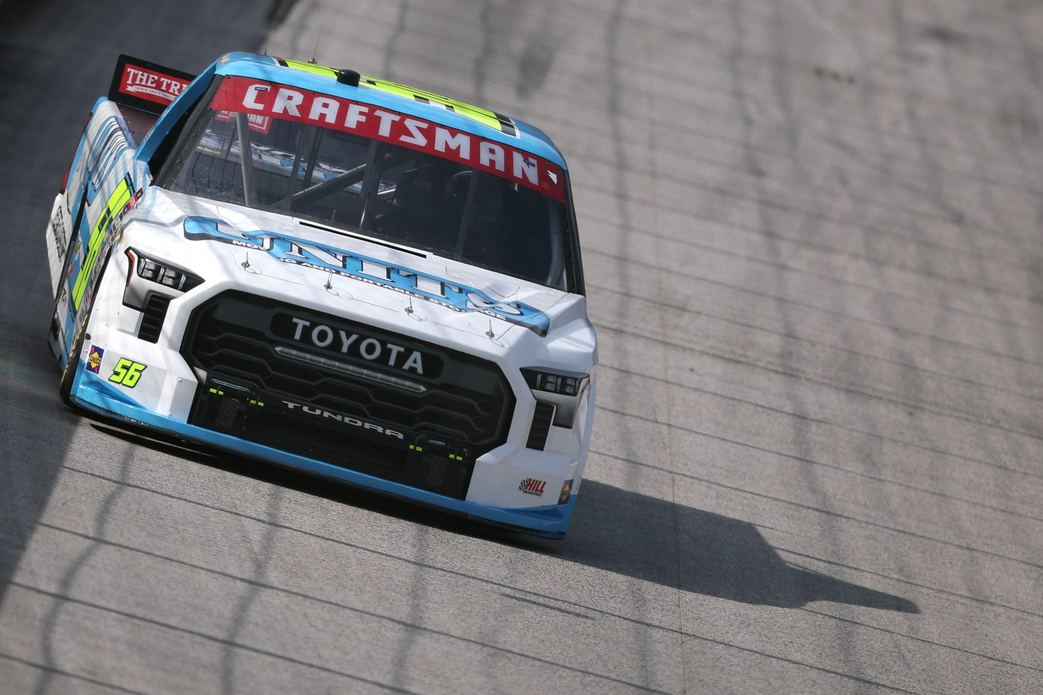 BRISTOL, TENNESSEE - APRIL 10: Timmy Hill, driver of the #56 UNITS Toyota, drives during practice for the the NASCAR Craftsman Truck Series Tennessee Army National Guard 250 at Bristol Motor Speedway on April 10, 2026 in Bristol, Tennessee. (Photo by Chris Graythen/Getty Images) | Getty Images