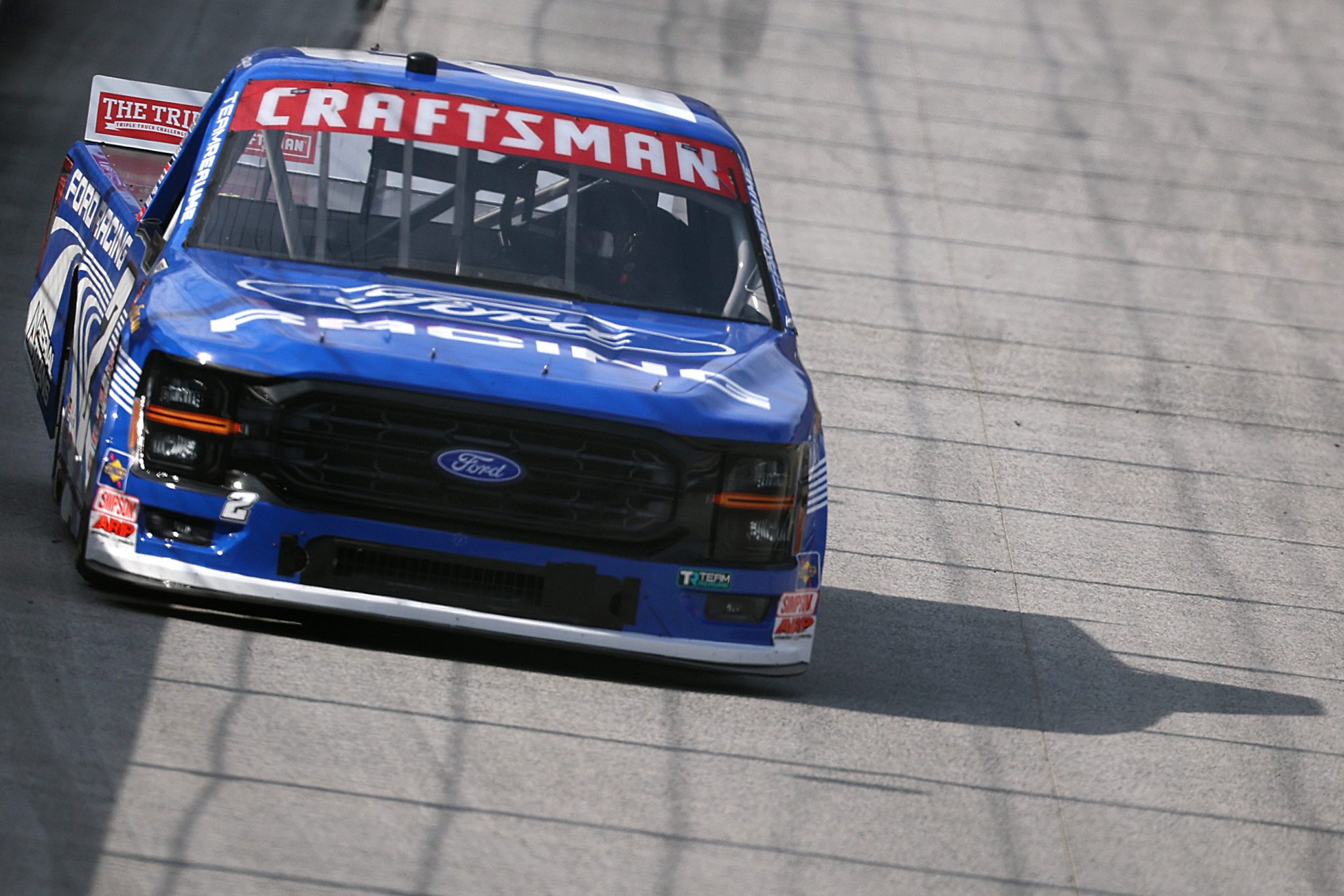 BRISTOL, TENNESSEE - APRIL 10: Luke Baldwin, driver of the #2 Ford Racing Ford, drives during practice for the the NASCAR Craftsman Truck Series Tennessee Army National Guard 250 at Bristol Motor Speedway on April 10, 2026 in Bristol, Tennessee. (Photo by Chris Graythen/Getty Images) | Getty Images