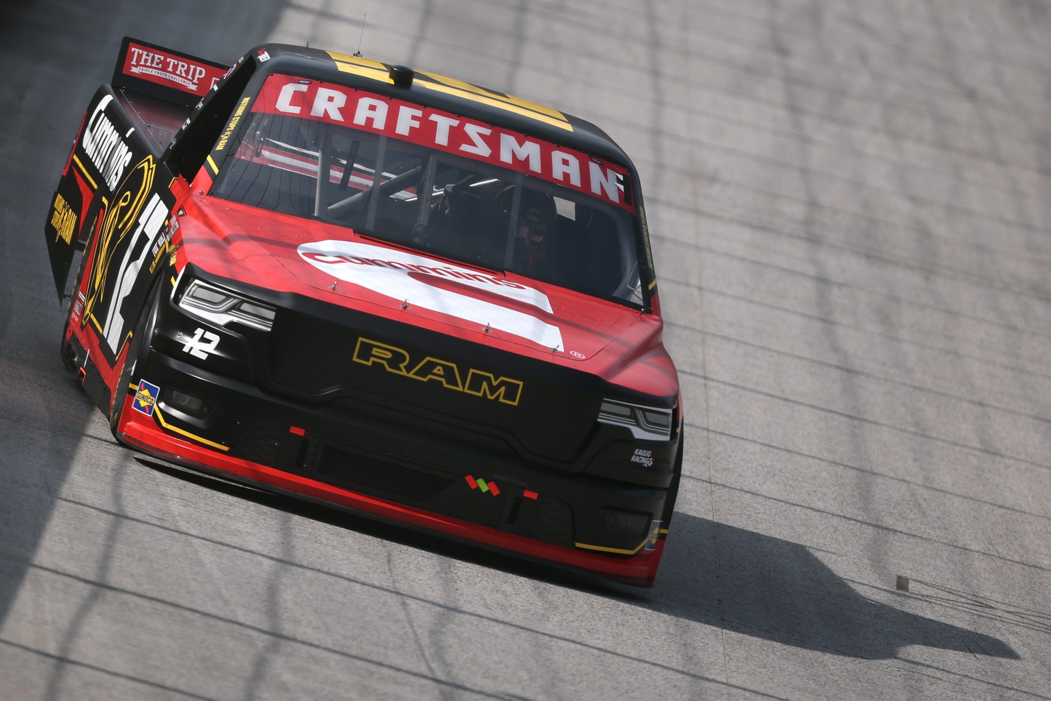 BRISTOL, TENNESSEE - APRIL 10: Brenden Queen, driver of the #12 Cummins RAM, drives during practice for the the NASCAR Craftsman Truck Series Tennessee Army National Guard 250 at Bristol Motor Speedway on April 10, 2026 in Bristol, Tennessee. (Photo by Chris Graythen/Getty Images) | Getty Images