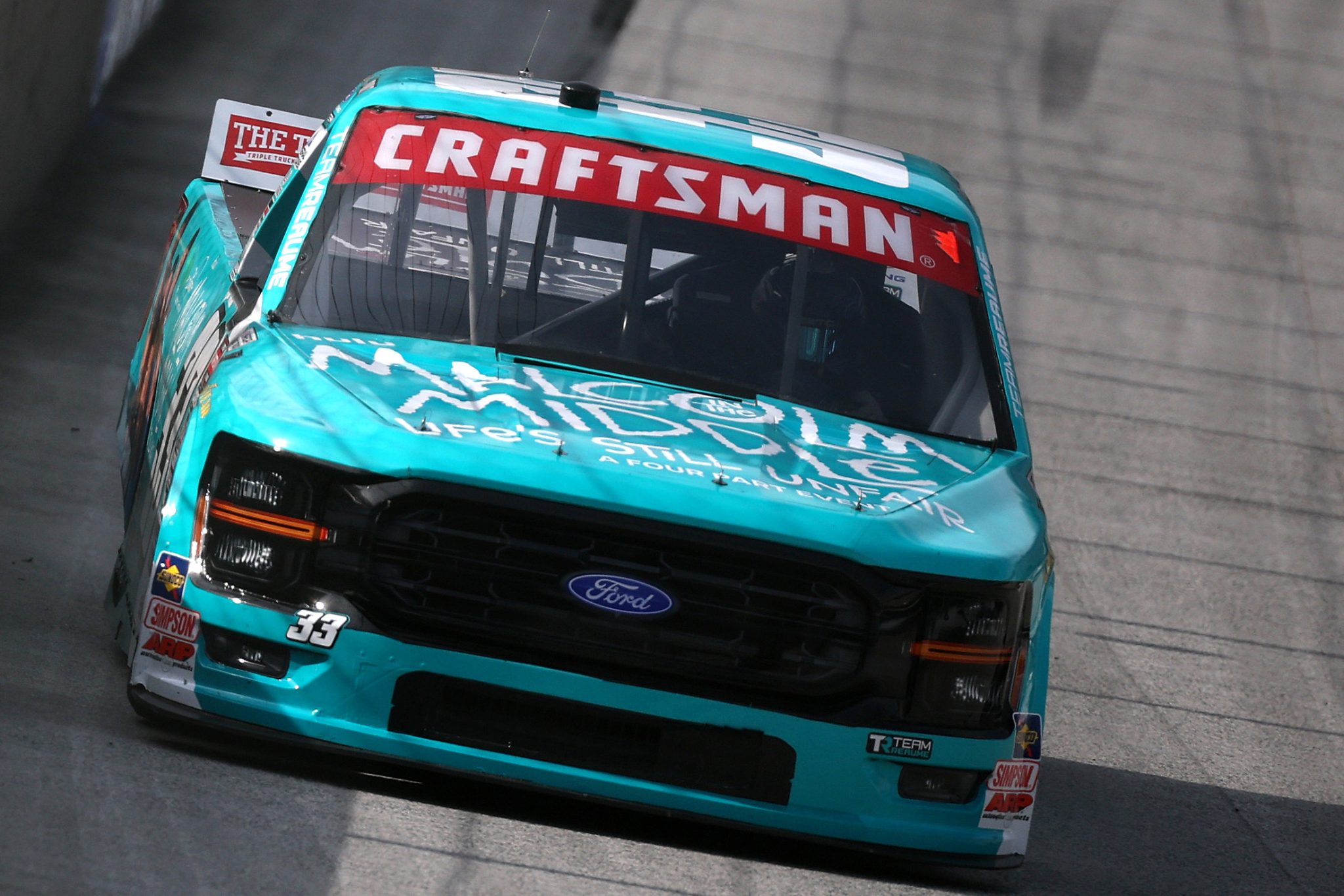 BRISTOL, TENNESSEE - APRIL 10: Frankie Muniz, driver of the #33 Malcolm in the Middle Life's Still Unfair Ford, drives during practice for the the NASCAR Craftsman Truck Series Tennessee Army National Guard 250 at Bristol Motor Speedway on April 10, 2026 in Bristol, Tennessee. (Photo by Chris Graythen/Getty Images) | Getty Images