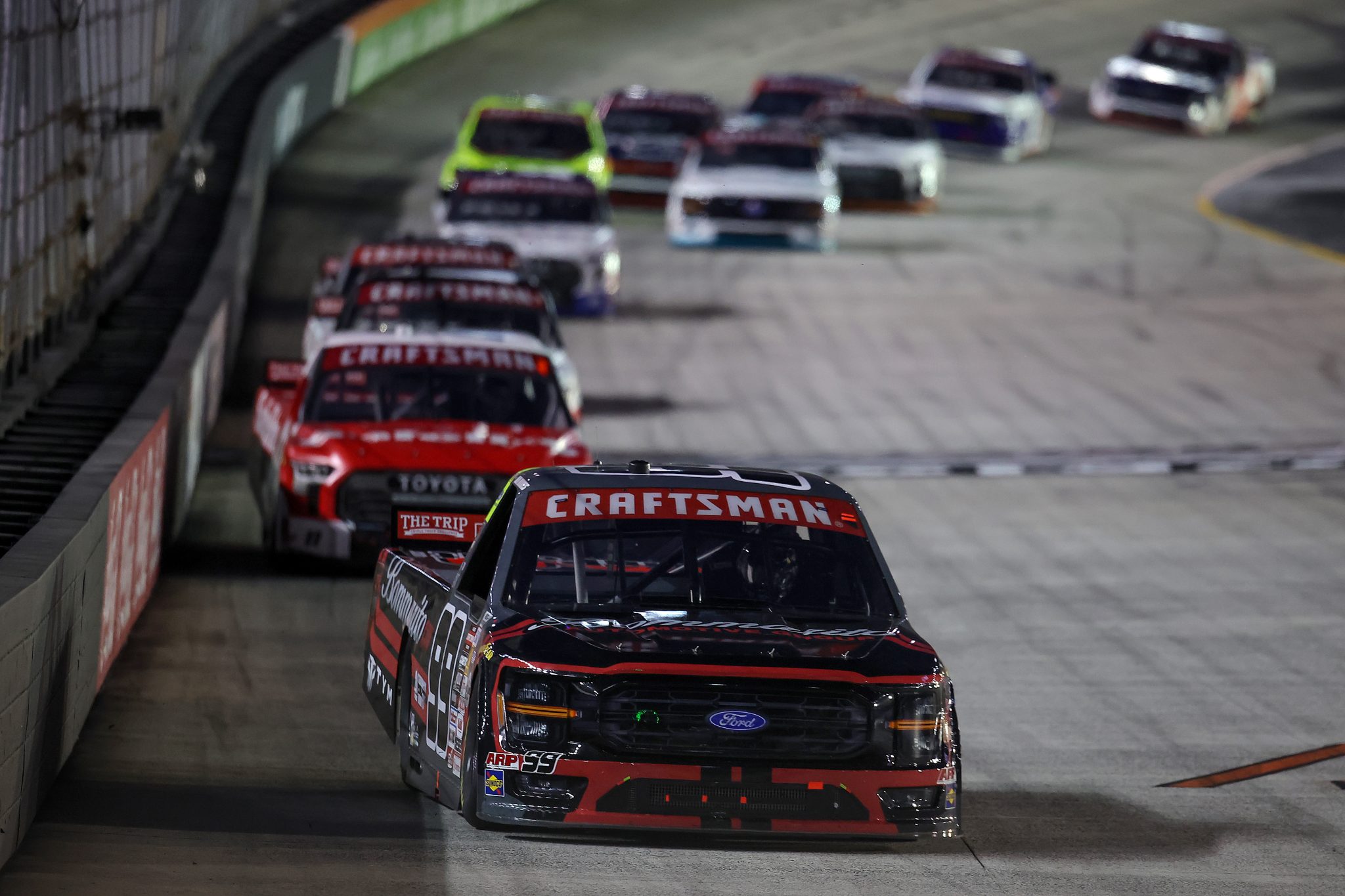 BRISTOL, TENNESSEE - APRIL 10: Ben Rhodes, driver of the #99 Bommarito Ford, drives during the NASCAR Craftsman Truck Series Tennessee Army National Guard 250 at Bristol Motor Speedway on April 10, 2026 in Bristol, Tennessee. (Photo by Jonathan Bachman/Getty Images) | Getty Images