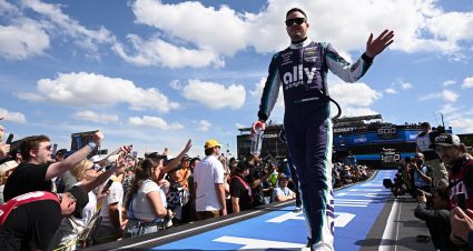 DAYTONA BEACH, FLORIDA - FEBRUARY 15: Alex Bowman, driver of the #48 Ally Chevrolet, waves to fans as he walks onstage during driver intros prior to the NASCAR Cup Series Daytona 500 at Daytona International Speedway on February 15, 2026 in Daytona Beach, Florida. (Photo by Chris Condon/Getty Images) | Getty Images