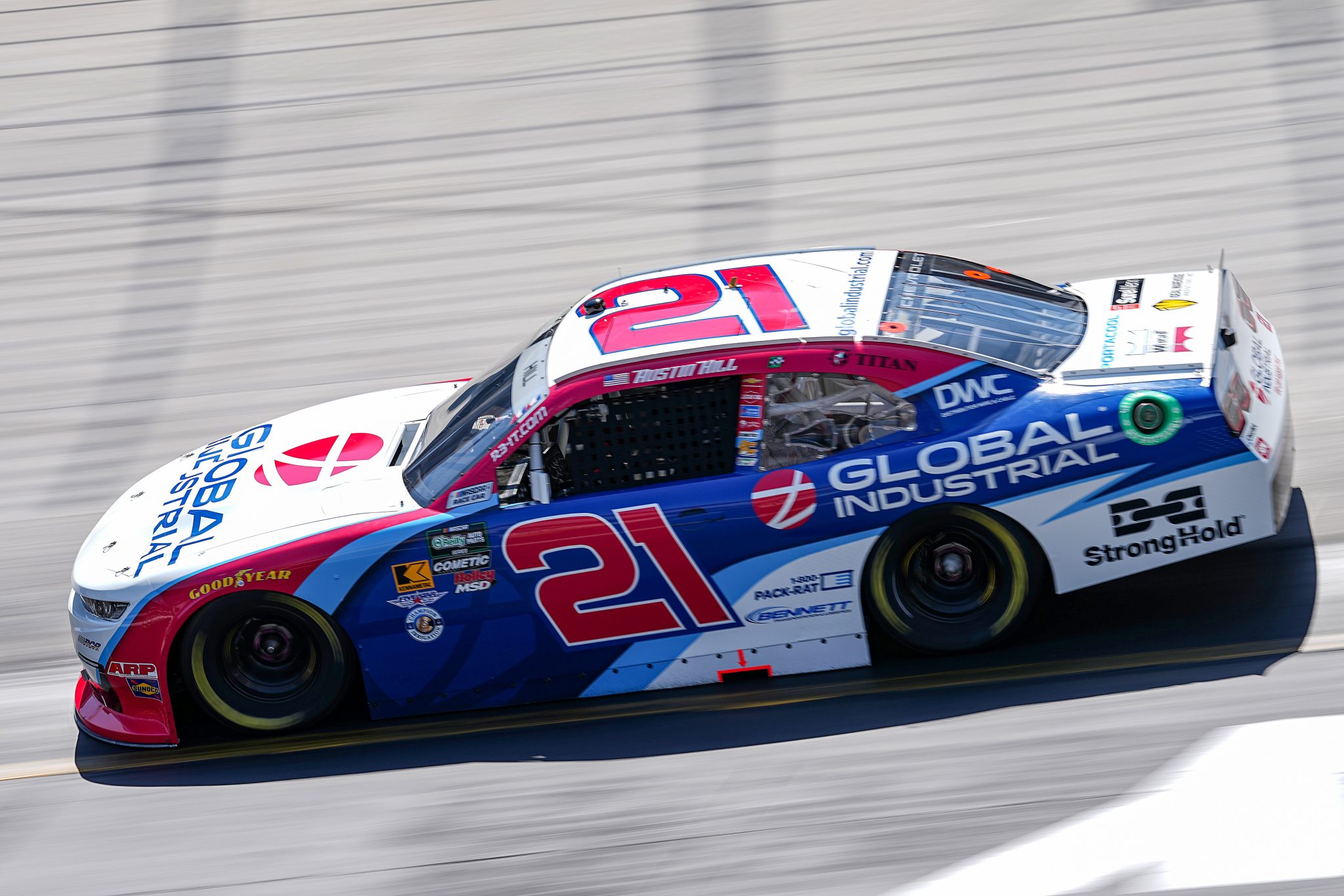 BRISTOL, TENNESSEE - APRIL 11: Austin Hill, driver of the #21 Global Industrial Chevrolet, drives during practice for the NASCAR O'Reilly Auto Parts Series Suburban Propane 300 at Bristol Motor Speedway on April 11, 2026 in Bristol, Tennessee. (Photo by Matt Kelley/Getty Images) | Getty Images