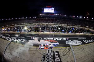 BRISTOL, TENNESSEE - APRIL 11: Connor Zilisch, driver of the #1 Roto-Rooter Chevrolet, celebrates with a burnout after winning the NASCAR O'Reilly Auto Parts Series Suburban Propane 300 at Bristol Motor Speedway on April 11, 2026 in Bristol, Tennessee. (Photo by Jonathan Bachman/Getty Images) | Getty Images