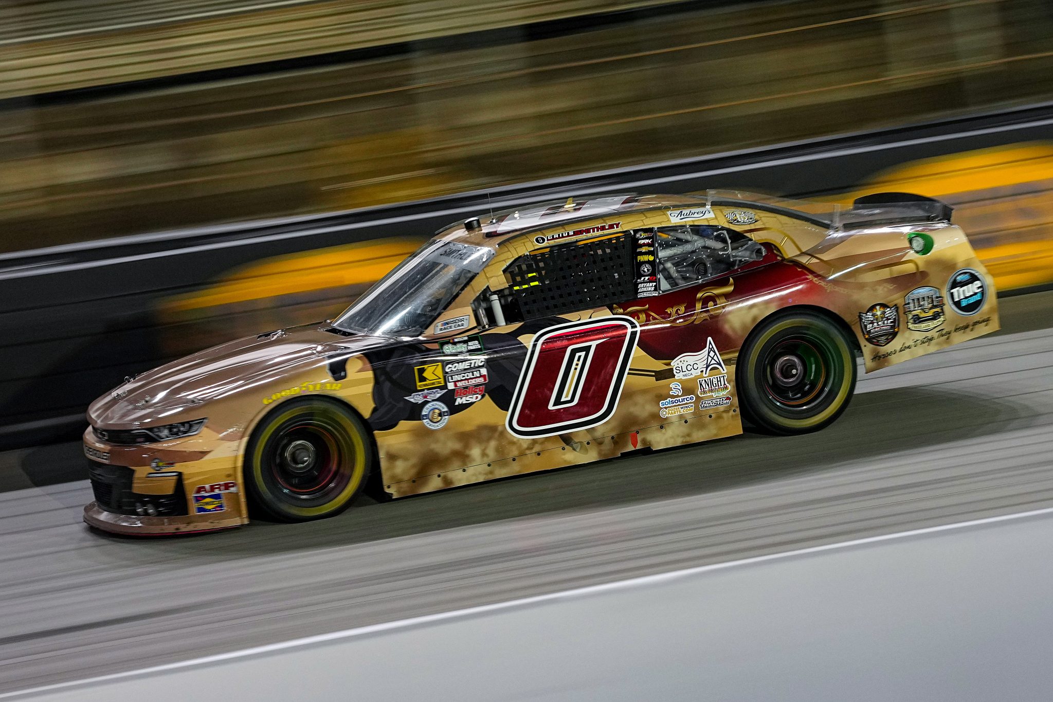 BRISTOL, TENNESSEE - APRIL 11: Garrett Smithley, driver of the #0 Chevrolet, drives during the NASCAR O'Reilly Auto Parts Series Suburban Propane 300 at Bristol Motor Speedway on April 11, 2026 in Bristol, Tennessee. (Photo by Matt Kelley/Getty Images) | Getty Images