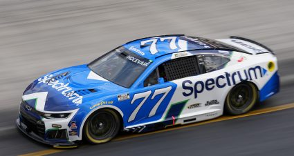 BRISTOL, TENNESSEE - APRIL 11: Carson Hocevar, driver of the #77 Spectrum Chevrolet, drives during practice for the NASCAR Cup Series Food City 500 at Bristol Motor Speedway on April 11, 2026 in Bristol, Tennessee. (Photo by Matt Kelley/Getty Images) | Getty Images