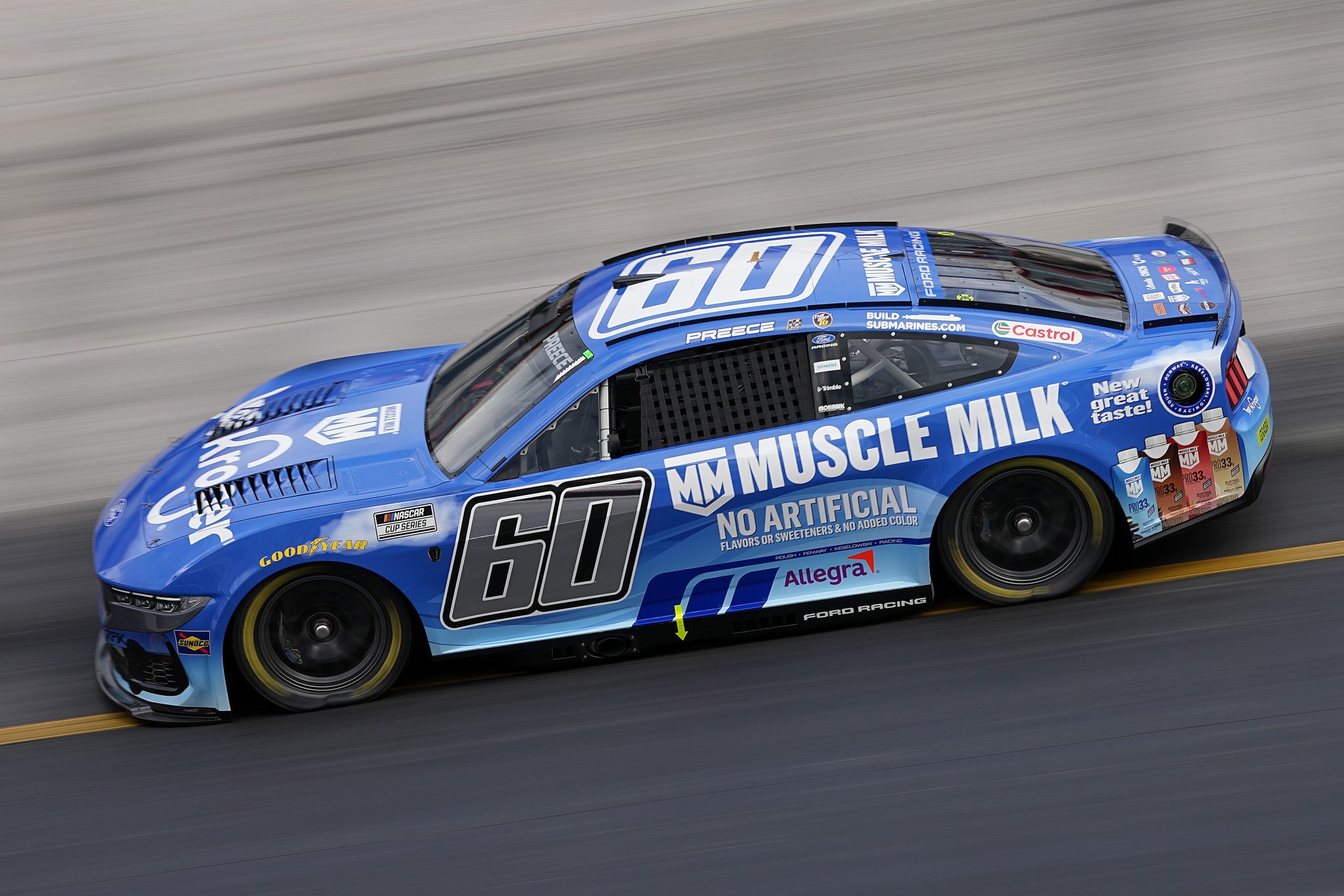 BRISTOL, TENNESSEE - APRIL 11: Ryan Preece, driver of the #60 Kroger/Muscle Milk Ford, drives during practice for the NASCAR Cup Series Food City 500 at Bristol Motor Speedway on April 11, 2026 in Bristol, Tennessee. (Photo by Matt Kelley/Getty Images) | Getty Images