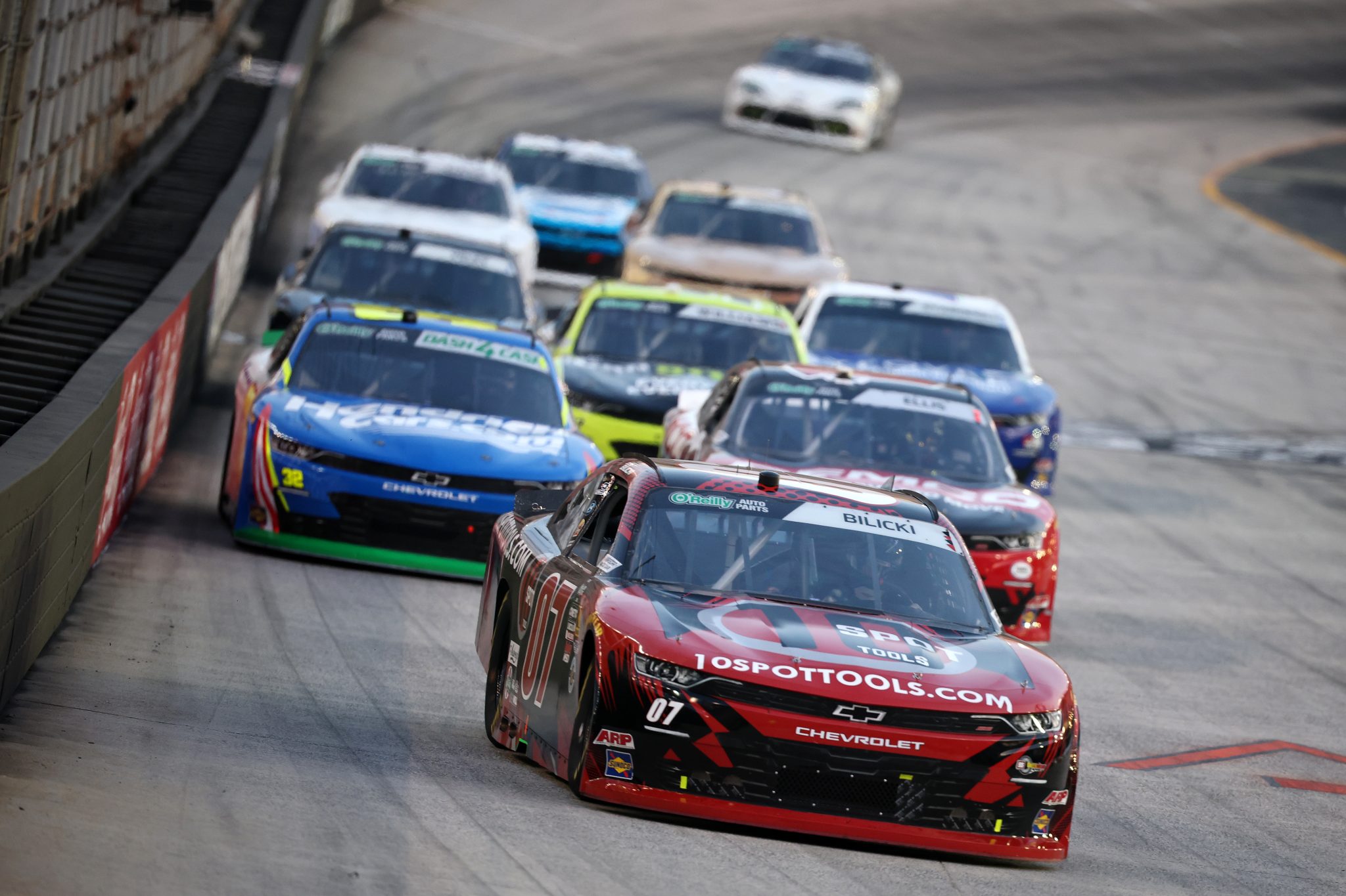BRISTOL, TENNESSEE - APRIL 11: Josh Bilicki, driver of the #07 10 Spot Tools Chevrolet, drives during the NASCAR O'Reilly Auto Parts Series Suburban Propane 300 at Bristol Motor Speedway on April 11, 2026 in Bristol, Tennessee. (Photo by Chris Graythen/Getty Images) | Getty Images