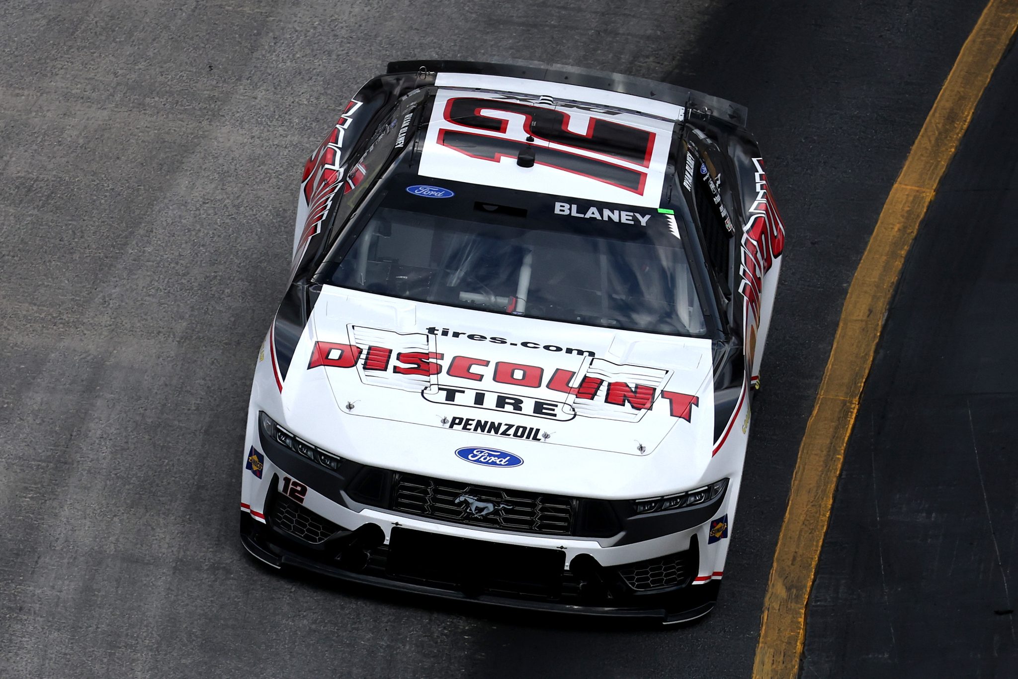 BRISTOL, TENNESSEE - APRIL 11: Ryan Blaney, driver of the #12 Discount Tire Ford, drives during practice for the NASCAR Cup Series Food City 500 at Bristol Motor Speedway on April 11, 2026 in Bristol, Tennessee. (Photo by Chris Graythen/Getty Images) | Getty Images
