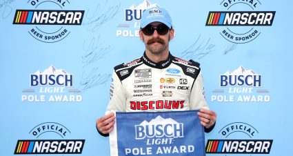 BRISTOL, TENNESSEE - APRIL 11: Ryan Blaney, driver of the #12 Discount Tire Ford, poses for photos after winning the pole award during qualifying for the NASCAR Cup Series Food City 500 at Bristol Motor Speedway on April 11, 2026 in Bristol, Tennessee. (Photo by Jonathan Bachman/Getty Images) | Getty Images
