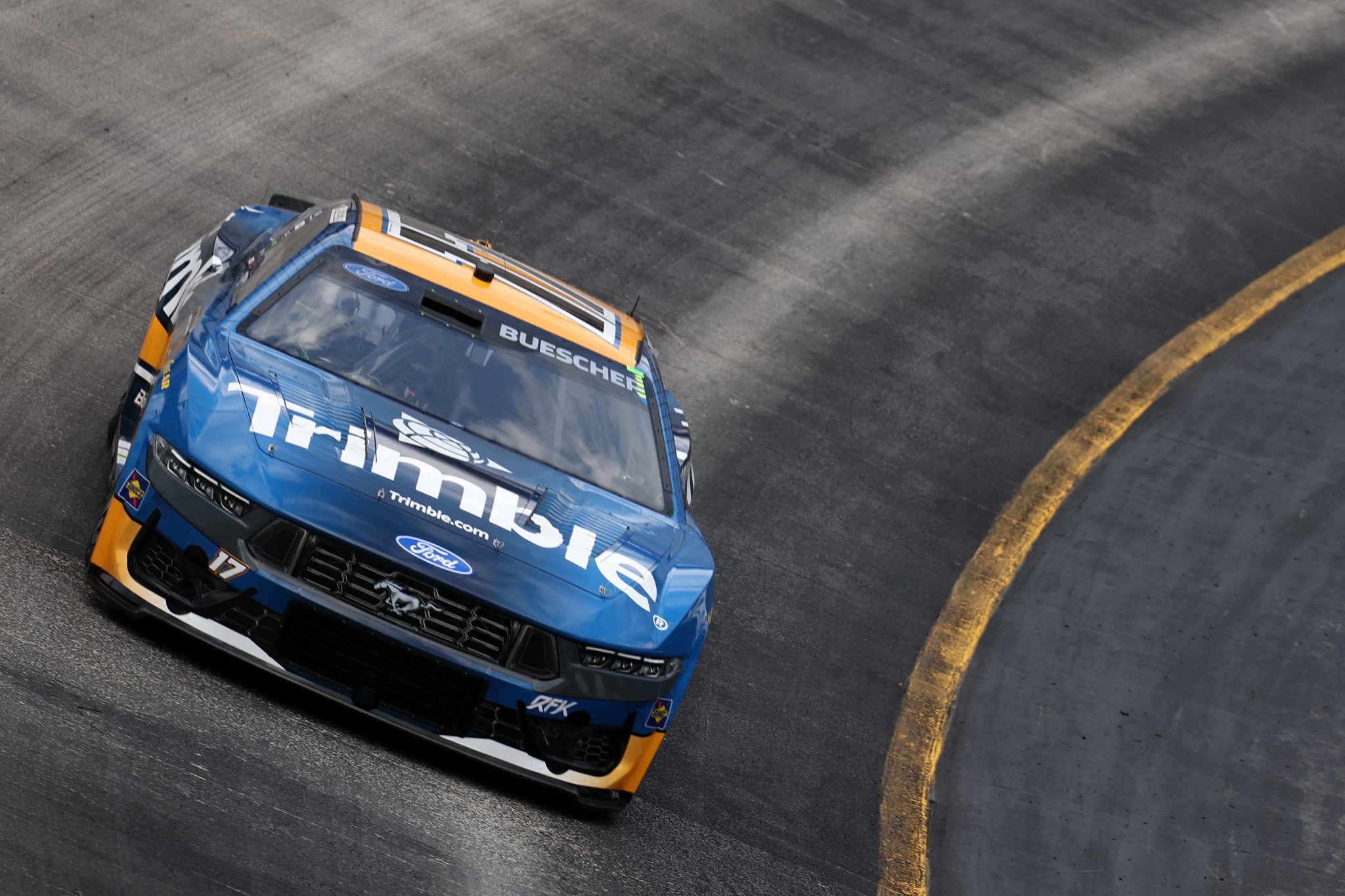 BRISTOL, TENNESSEE - APRIL 11: Chris Buescher, driver of the #17 Trimble Ford, drives during practice for the NASCAR Cup Series Food City 500 at Bristol Motor Speedway on April 11, 2026 in Bristol, Tennessee. (Photo by Chris Graythen/Getty Images) | Getty Images