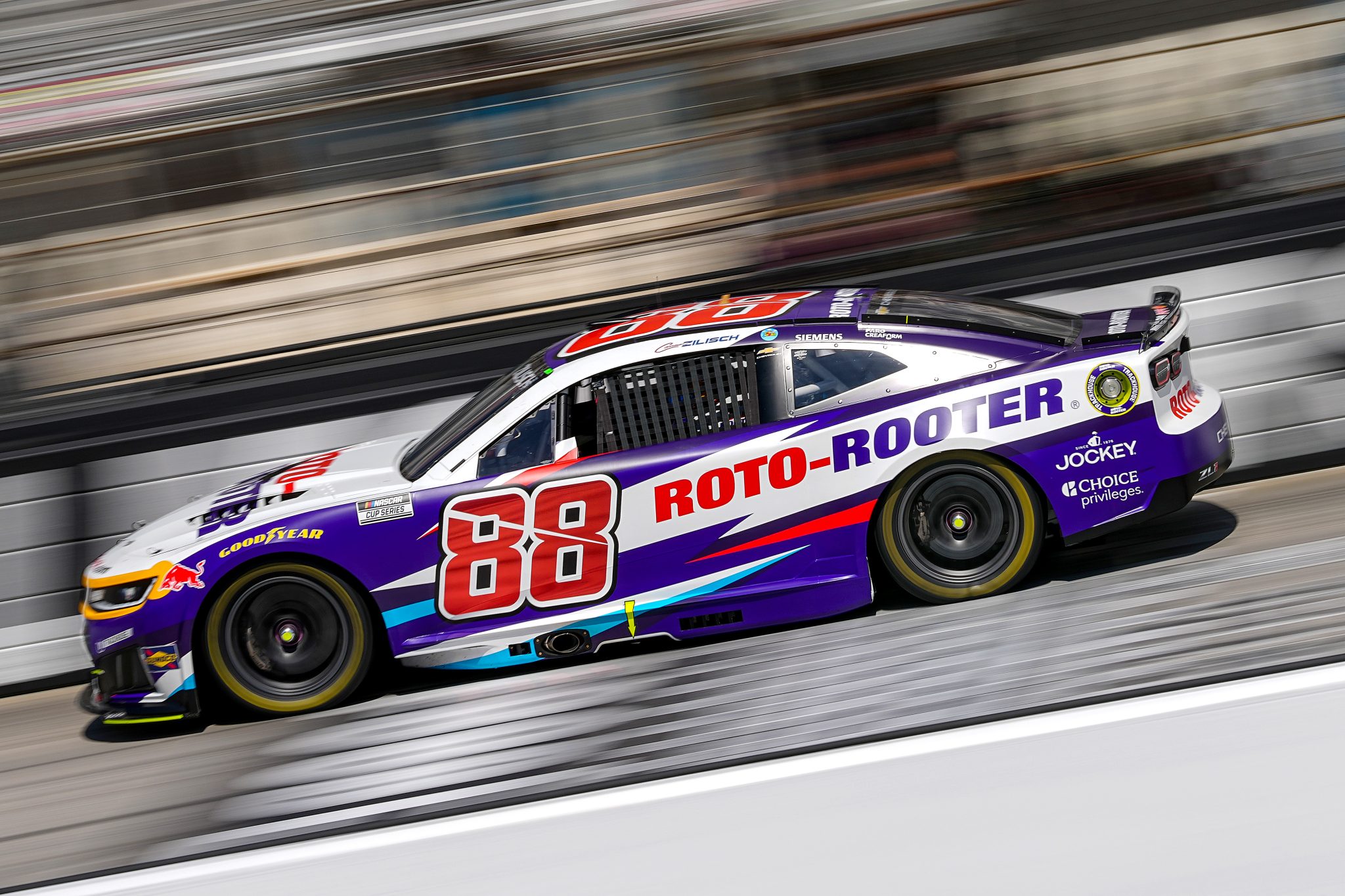 BRISTOL, TENNESSEE - APRIL 12: Connor Zilisch, driver of the #88 Roto-Rooter Chevrolet, drives during the NASCAR Cup Series Food City 500 at Bristol Motor Speedway on April 12, 2026 in Bristol, Tennessee. (Photo by Matt Kelley/Getty Images) | Getty Images