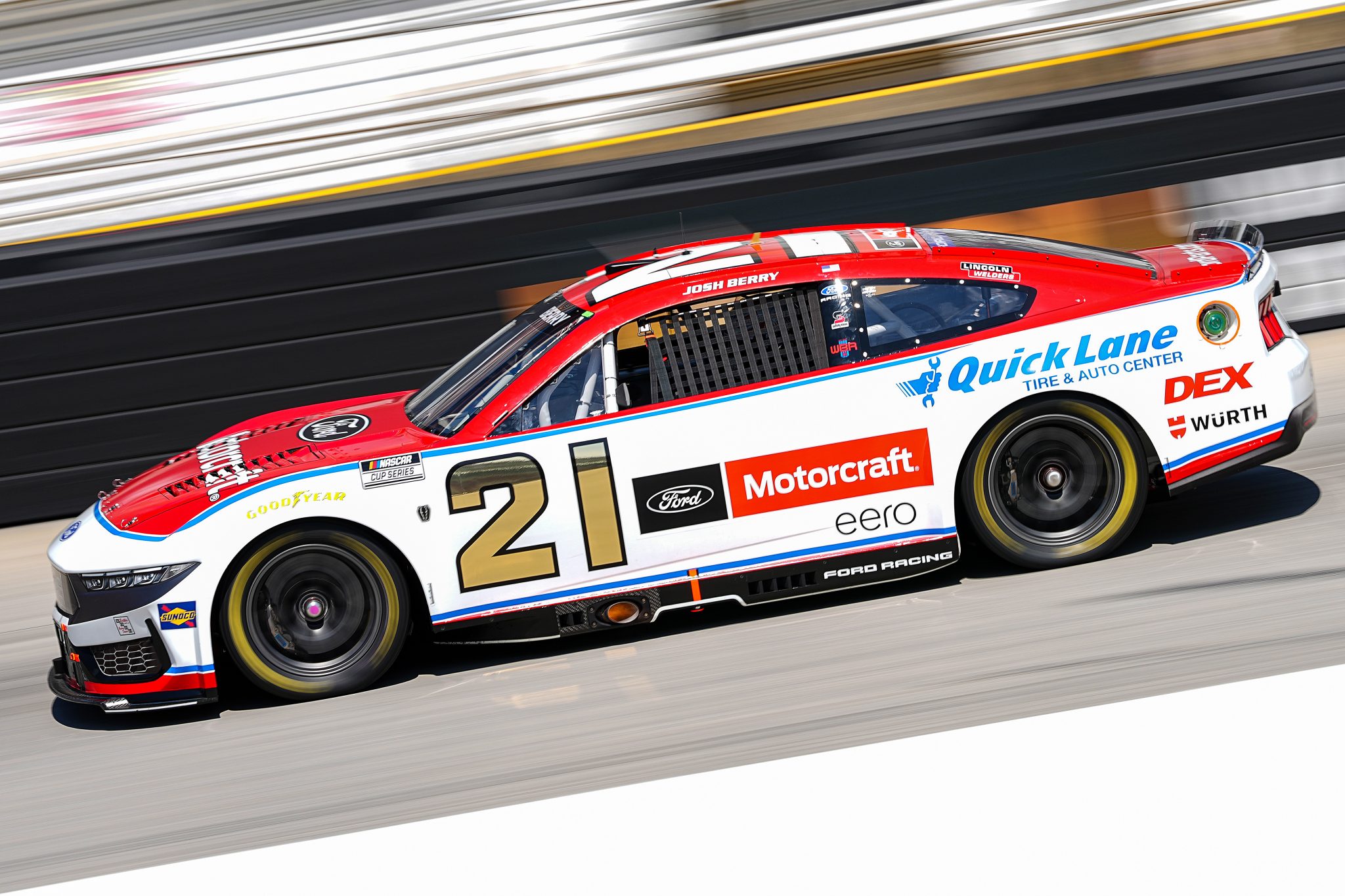 BRISTOL, TENNESSEE - APRIL 12: Josh Berry, driver of the #21 Motorcraft/Quick Lane Ford, drives during the NASCAR Cup Series Food City 500 at Bristol Motor Speedway on April 12, 2026 in Bristol, Tennessee. (Photo by Matt Kelley/Getty Images) | Getty Images