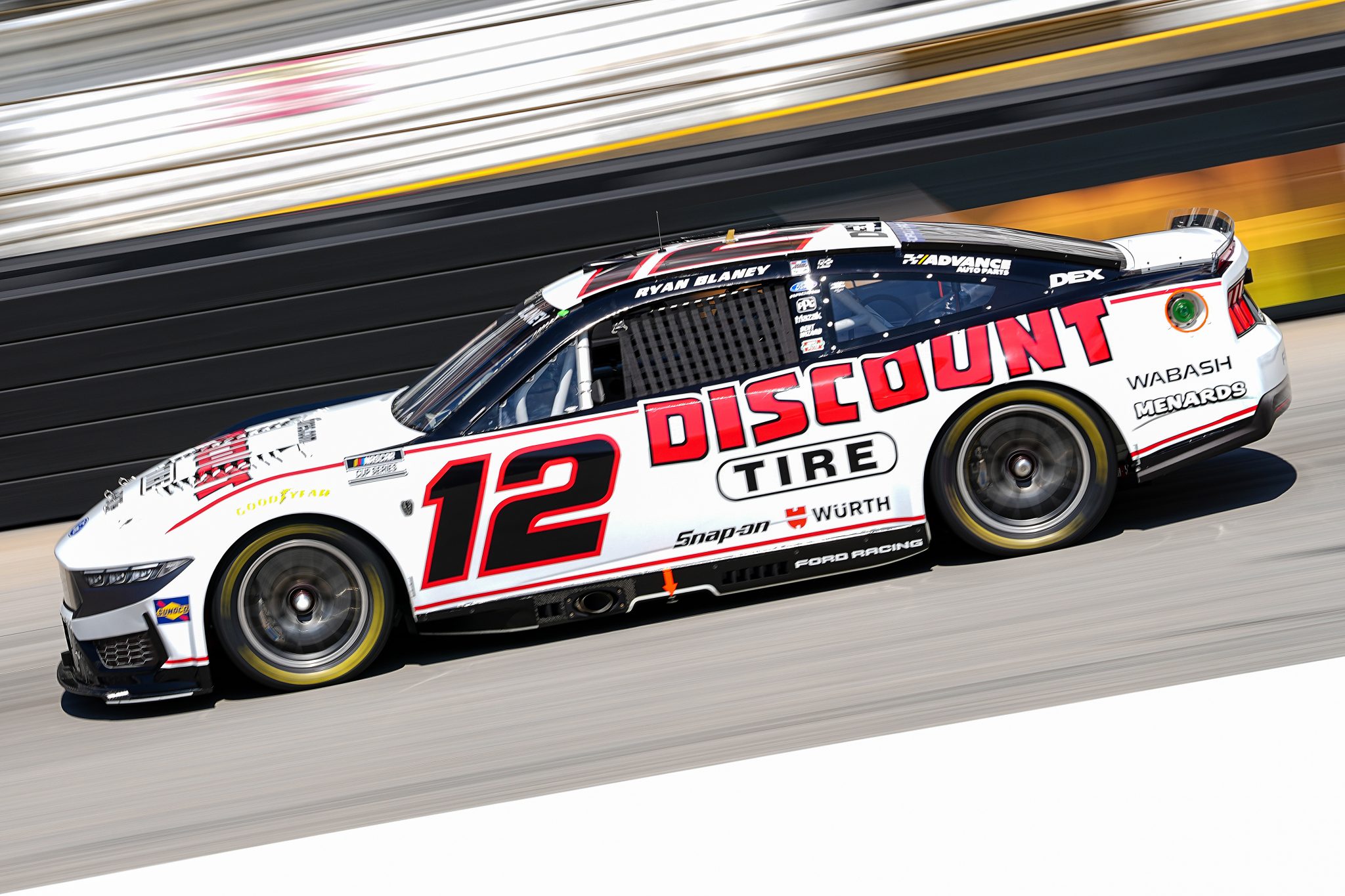 BRISTOL, TENNESSEE - APRIL 12: Ryan Blaney, driver of the #12 Discount Tire Ford, drives during the NASCAR Cup Series Food City 500 at Bristol Motor Speedway on April 12, 2026 in Bristol, Tennessee. (Photo by Matt Kelley/Getty Images) | Getty Images