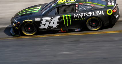 BRISTOL, TENNESSEE - APRIL 12: Ty Gibbs, driver of the #54 Monster Energy Toyota, drives during the NASCAR Cup Series Food City 500 at Bristol Motor Speedway on April 12, 2026 in Bristol, Tennessee. (Photo by Matt Kelley/Getty Images) | Getty Images