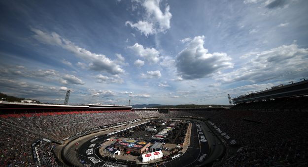 BRISTOL, TENNESSEE - APRIL 12: A general view of racing fro=m the grandstands during the NASCAR Cup Series Food City 500 at Bristol Motor Speedway on April 12, 2026 in Bristol, Tennessee. (Photo by Chris Graythen/Getty Images) | Getty Images