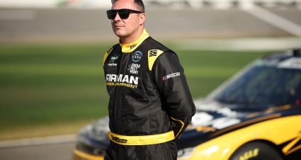 DAYTONA BEACH, FLORIDA - FEBRUARY 14: Patrick Emerling, driver of the #38 Firman Generators Chevrolet, looks on during qualifying for the NASCAR O'Reilly Auto Parts Series United Rentals 300 at Daytona International Speedway on February 14, 2026 in Daytona Beach, Florida. (Photo by James Gilbert/Getty Images) | Getty Images