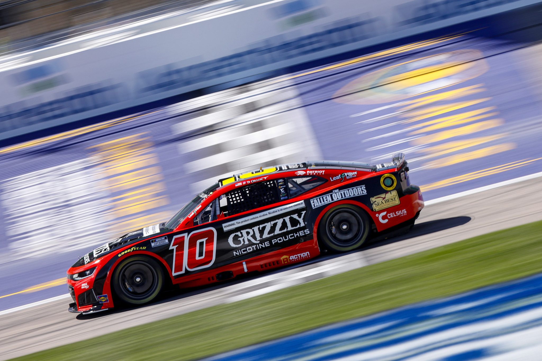 KANSAS CITY, KANSAS - APRIL 18: Ty Dillon, driver of the #10 Grizzly Nicotine Pouches Chevrolet, drives during practice for the NASCAR Cup Series AdventHealth 400 at Kansas Speedway on April 18, 2026 in Kansas City, Kansas. (Photo by Sean Gardner/Getty Images) | Getty Images