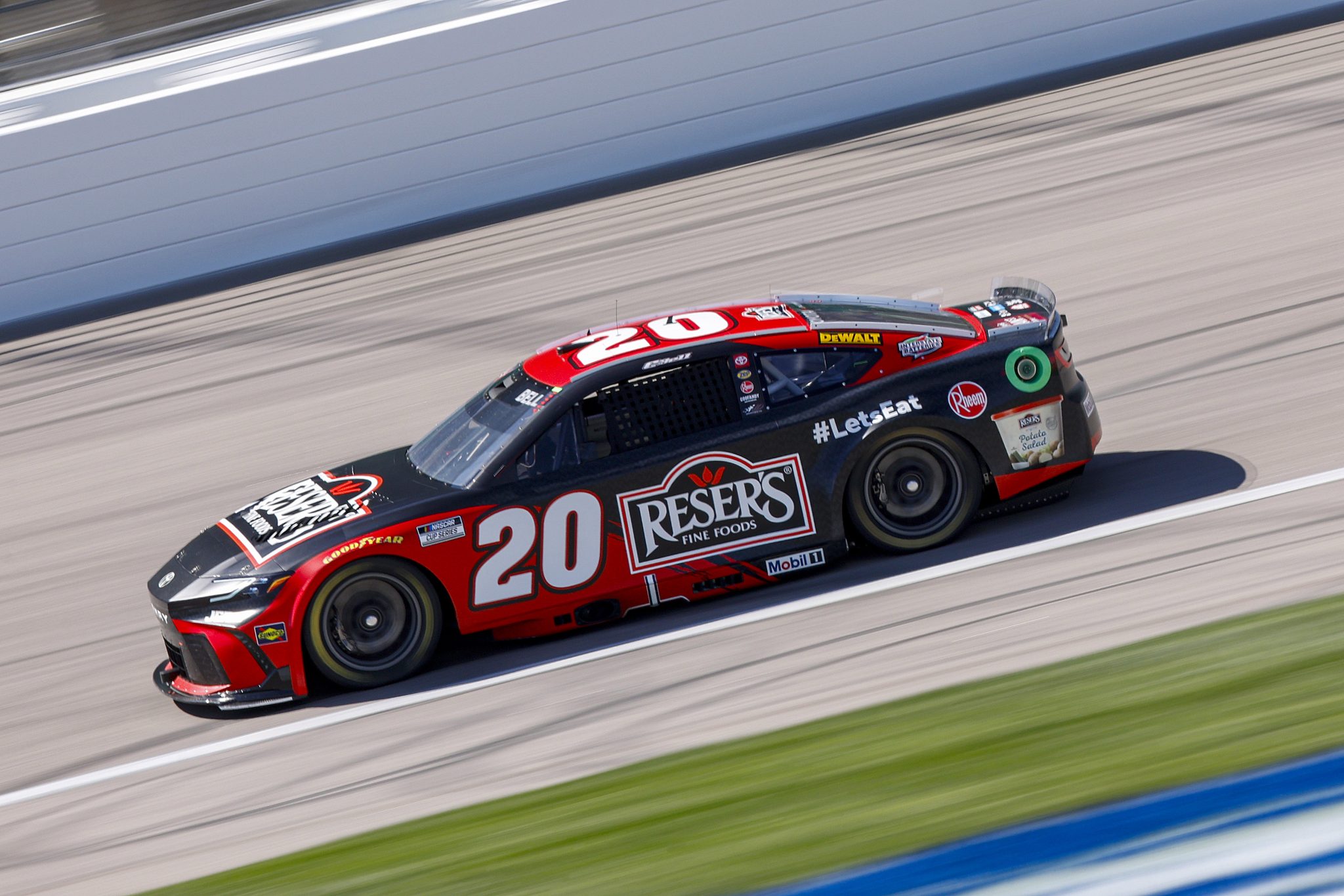 KANSAS CITY, KANSAS - APRIL 18: Christopher Bell, driver of the #20 Reser's Fine Foods Toyota, drives during practice for the NASCAR Cup Series AdventHealth 400 at Kansas Speedway on April 18, 2026 in Kansas City, Kansas. (Photo by Sean Gardner/Getty Images) | Getty Images