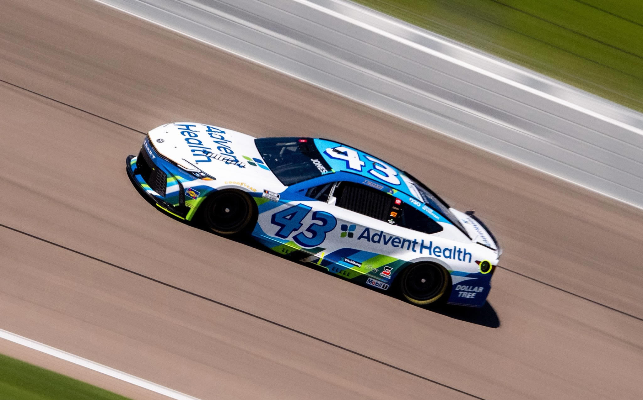 KANSAS CITY, KANSAS - APRIL 18: John Hunter Nemechek, driver of the #42 Dollar Genewral Toyota, drives during practice for the NASCAR Cup Series AdventHealth 400 at Kansas Speedway on April 18, 2026 in Kansas City, Kansas. (Photo from Legacy Motor Club)