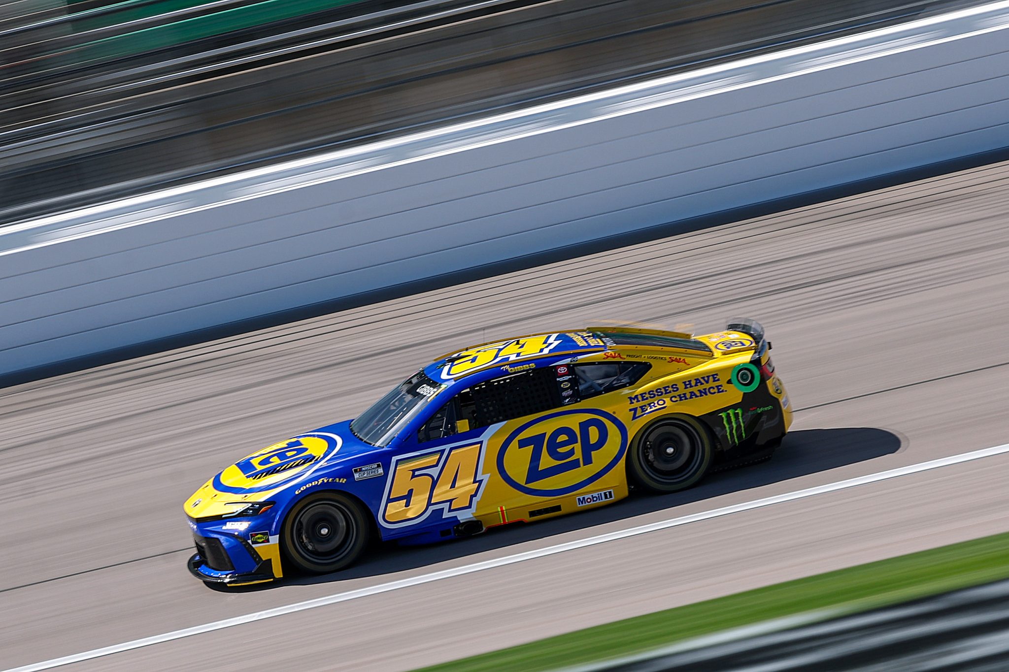 KANSAS CITY, KANSAS - APRIL 18: Ty Gibbs, driver of the #54 Zep Toyota, drives during practice for the NASCAR Cup Series AdventHealth 400 at Kansas Speedway on April 18, 2026 in Kansas City, Kansas. (Photo by David Jensen/Getty Images) | Getty Images