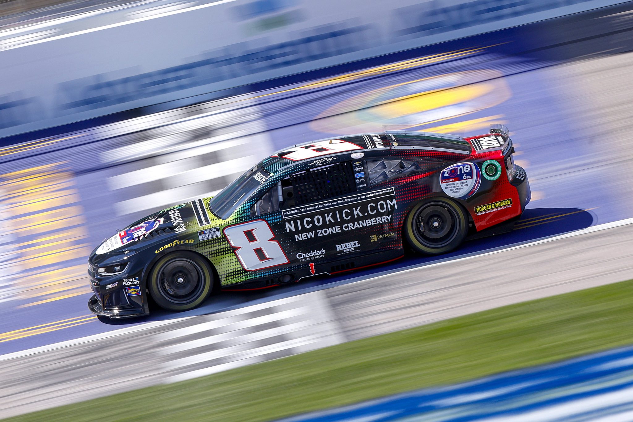 KANSAS CITY, KANSAS - APRIL 18: Kyle Busch, driver of the #8 Nicokick x zone Cranberry Chevrolet, drives during practice for the NASCAR Cup Series AdventHealth 400 at Kansas Speedway on April 18, 2026 in Kansas City, Kansas. (Photo by Sean Gardner/Getty Images) | Getty Images