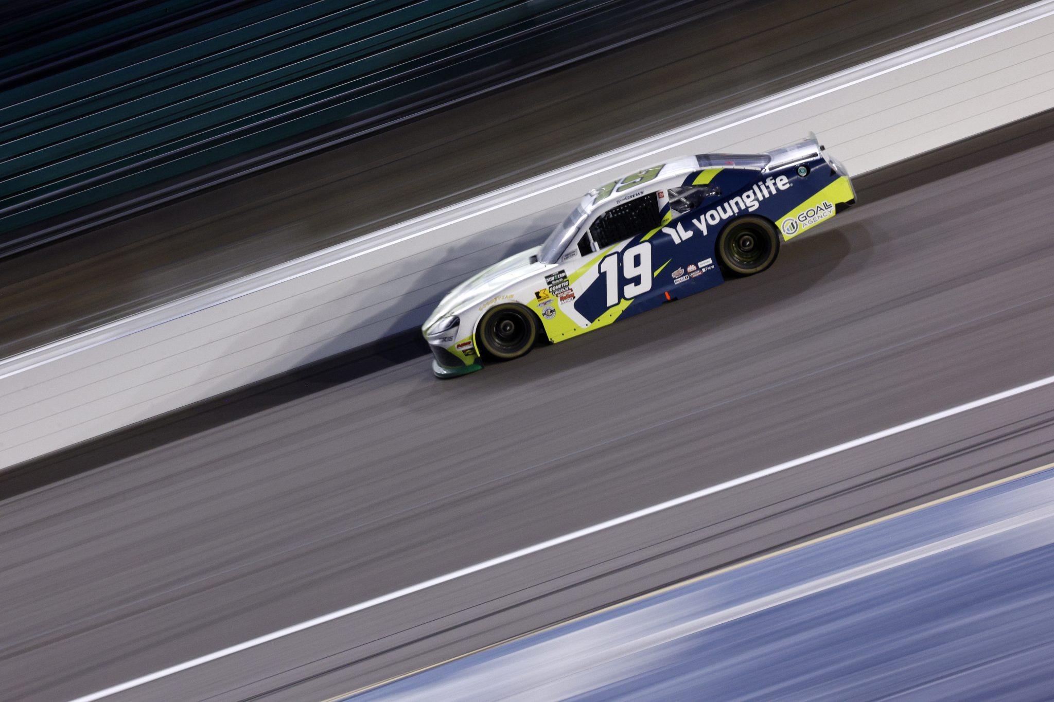 KANSAS CITY, KANSAS - APRIL 18: Brent Crews, driver of the #19 YoungLife Toyota, drives during the NASCAR O'Reilly Auto Parts Series Kansas Lottery 300 at Kansas Speedway on April 18, 2026 in Kansas City, Kansas. (Photo by Sean Gardner/Getty Images) | Getty Images