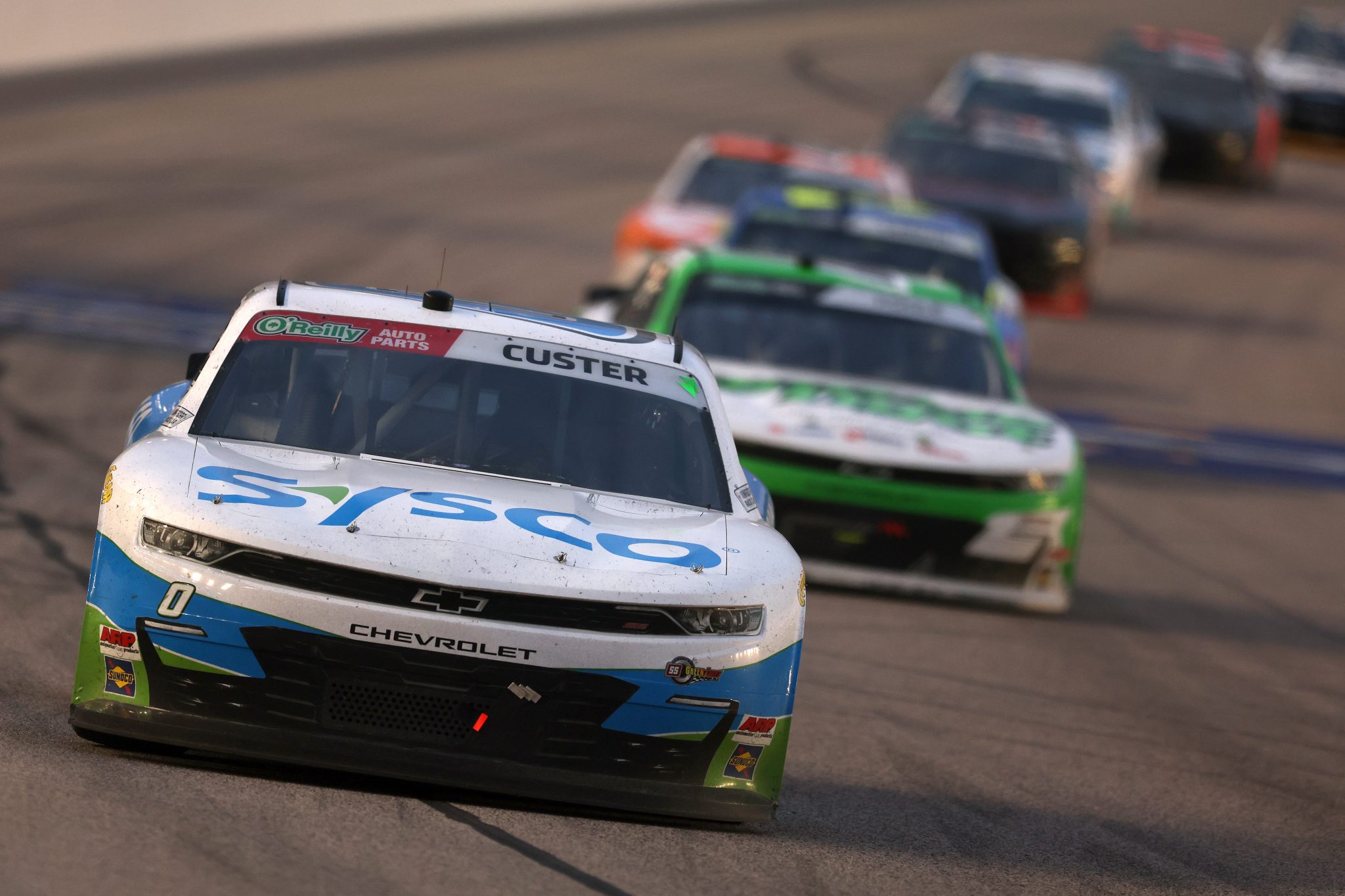 KANSAS CITY, KANSAS - APRIL 18: Cole Custer, driver of the #0 Sysco Chevrolet, drives during the NASCAR O'Reilly Auto Parts Series Kansas Lottery 300 at Kansas Speedway on April 18, 2026 in Kansas City, Kansas. (Photo by David Jensen/Getty Images) | Getty Images