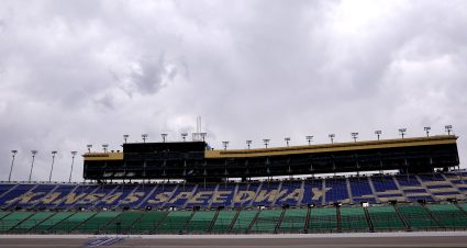 KANSAS CITY, KANSAS - APRIL 17: A general view of the grandstands prior to practice for the NASCAR O'Reilly Auto Parts Series Kansas Lottery 300 at Kansas Speedway on April 17, 2026 in Kansas City, Kansas. (Photo by Sean Gardner/Getty Images) | Getty Images