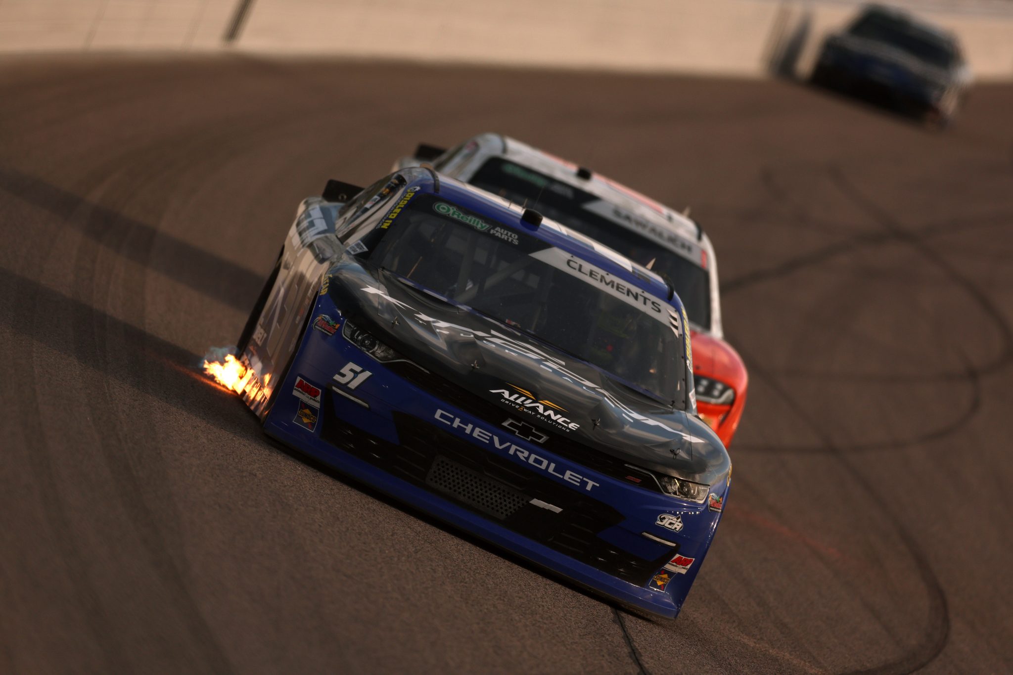 KANSAS CITY, KANSAS - APRIL 18: Jeremy Clements, driver of the #51 Kingdom Truck Sales Chevrolet, drives during the NASCAR O'Reilly Auto Parts Series Kansas Lottery 300 at Kansas Speedway on April 18, 2026 in Kansas City, Kansas. (Photo by David Jensen/Getty Images) | Getty Images