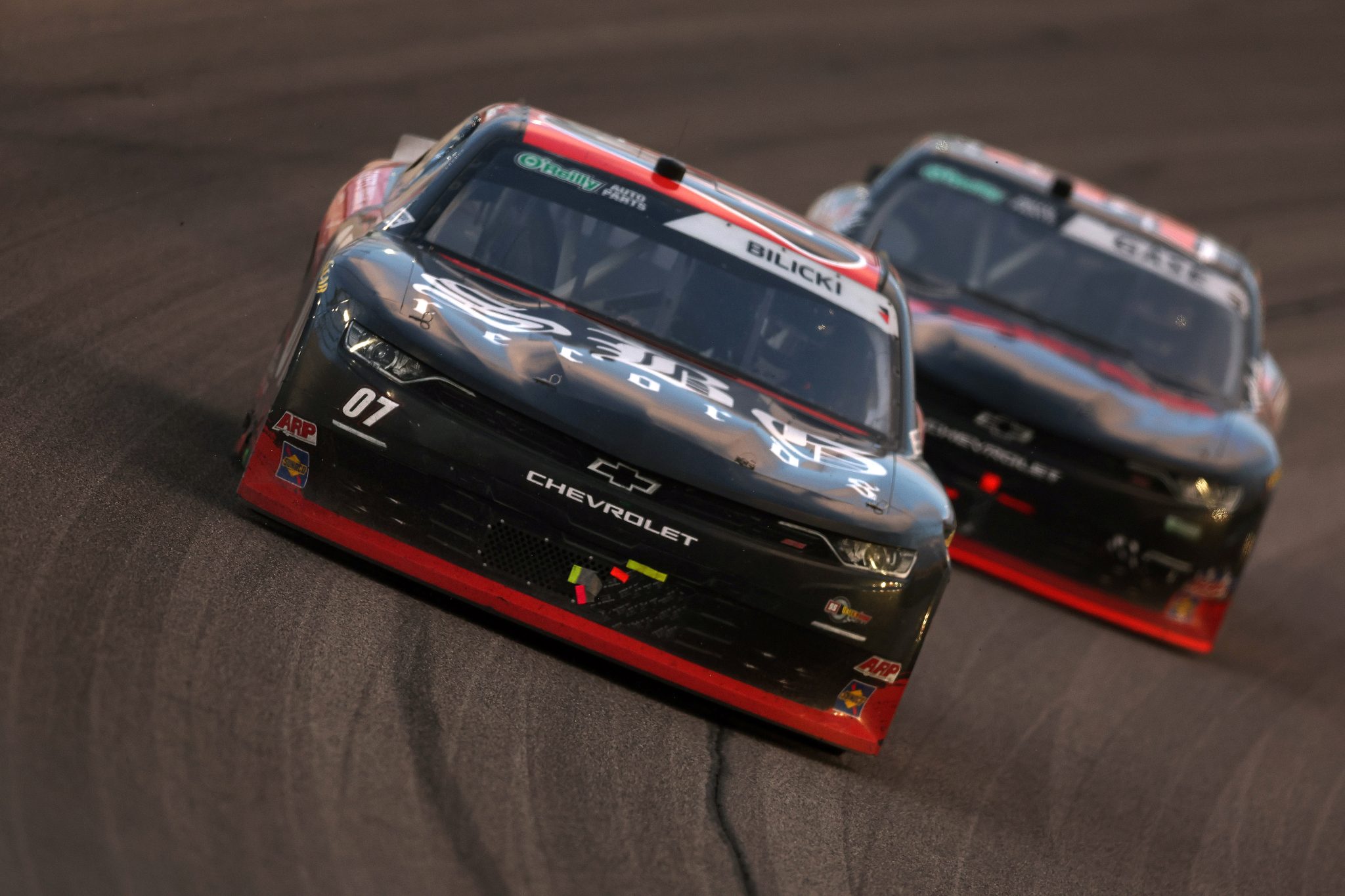 KANSAS CITY, KANSAS - APRIL 18: Josh Bilicki, driver of the #07 Chevrolet, drives during the NASCAR O'Reilly Auto Parts Series Kansas Lottery 300 at Kansas Speedway on April 18, 2026 in Kansas City, Kansas. (Photo by David Jensen/Getty Images) | Getty Images