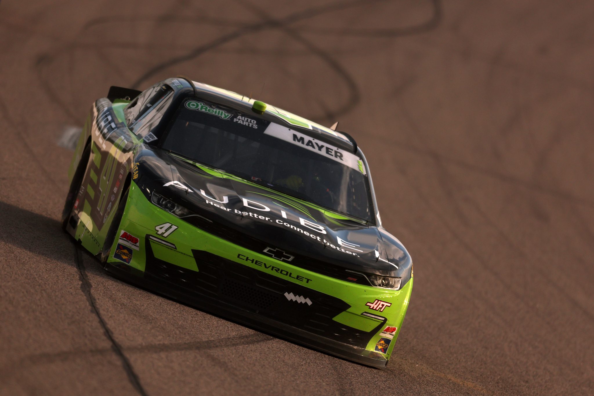 KANSAS CITY, KANSAS - APRIL 18: Sam Mayer, driver of the #41 Audibel Chevrolet, drives during the NASCAR O'Reilly Auto Parts Series Kansas Lottery 300 at Kansas Speedway on April 18, 2026 in Kansas City, Kansas. (Photo by David Jensen/Getty Images) | Getty Images