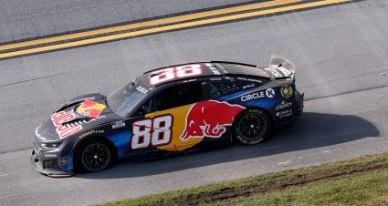 TALLADEGA, ALABAMA - APRIL 26: Connor Zilisch, driver of the #88 Red Bull Chevrolet, drives a damaged car after an on-track incident during the NASCAR Cup Series Jack Link's 500 at Talladega Superspeedway on April 26, 2026 in Talladega, Alabama. (Photo by David Jensen/Getty Images) | Getty Images