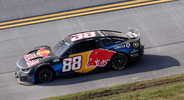 TALLADEGA, ALABAMA - APRIL 26: Connor Zilisch, driver of the #88 Red Bull Chevrolet, drives a damaged car after an on-track incident during the NASCAR Cup Series Jack Link's 500 at Talladega Superspeedway on April 26, 2026 in Talladega, Alabama. (Photo by David Jensen/Getty Images) | Getty Images