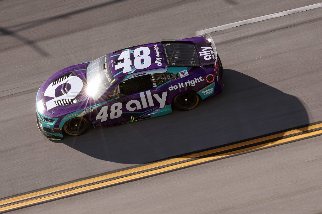 TALLADEGA, ALABAMA - APRIL 26: Alex Bowman, driver of the #48 Ally Chevrolet, drives during the NASCAR Cup Series Jack Link's 500 at Talladega Superspeedway on April 26, 2026 in Talladega, Alabama. (Photo by David Jensen/Getty Images) | Getty Images