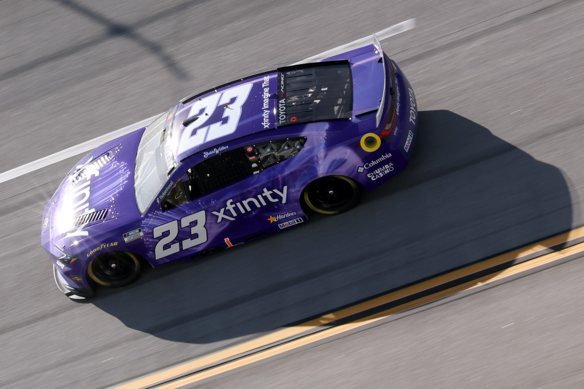 TALLADEGA, ALABAMA - APRIL 26: Bubba Wallace, driver of the #23 Xfinity Toyota, drives during the NASCAR Cup Series Jack Link's 500 at Talladega Superspeedway on April 26, 2026 in Talladega, Alabama. (Photo by David Jensen/Getty Images) | Getty Images