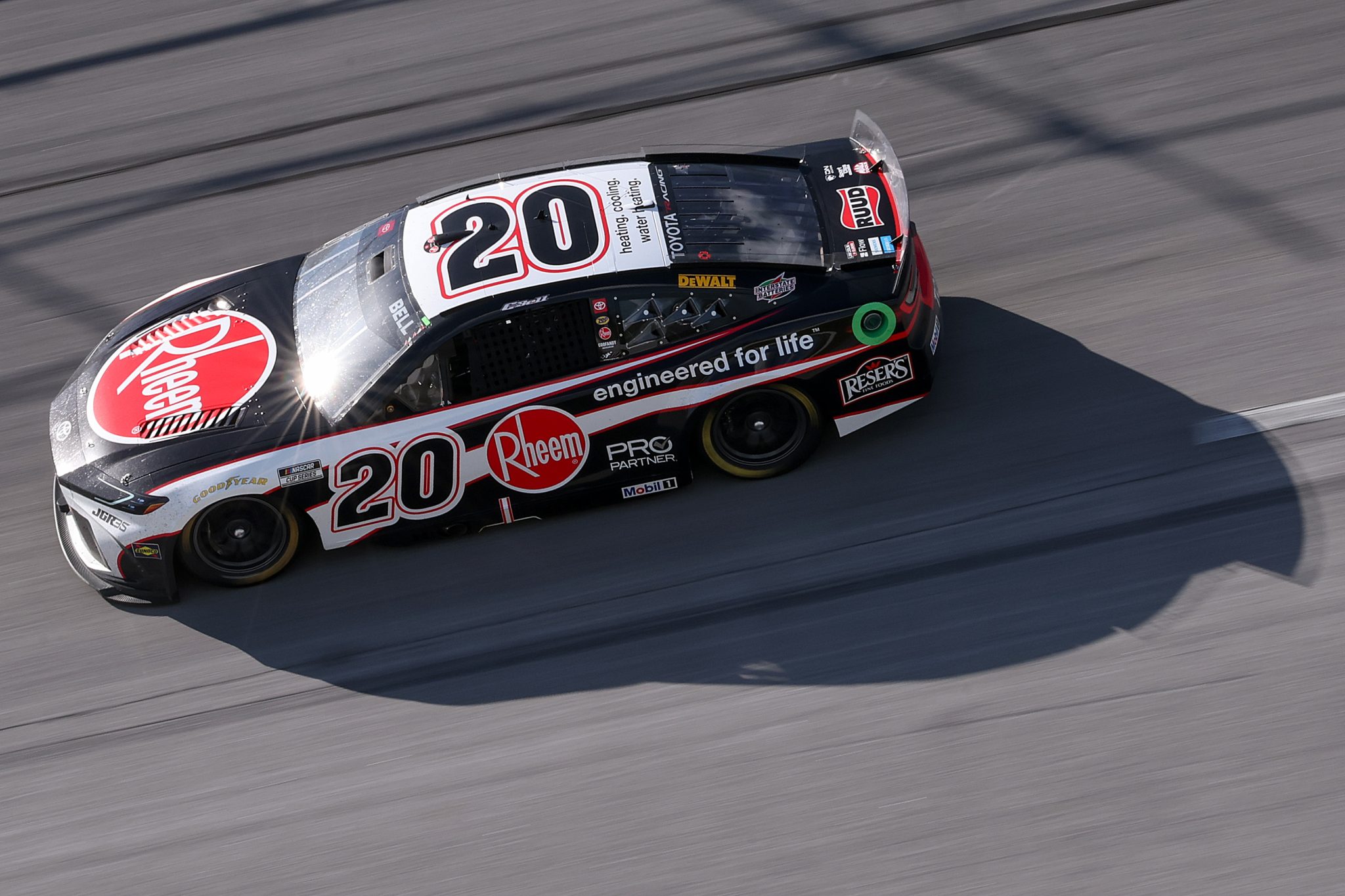 TALLADEGA, ALABAMA - APRIL 26: Christopher Bell, driver of the #20 Rheem Toyota, drives during the NASCAR Cup Series Jack Link's 500 at Talladega Superspeedway on April 26, 2026 in Talladega, Alabama. (Photo by David Jensen/Getty Images) | Getty Images