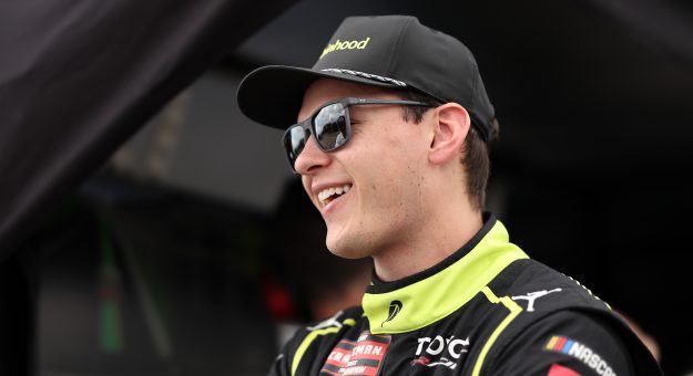 ROCKINGHAM, NORTH CAROLINA - APRIL 03: Corey Heim, driver of the #1 Robinhood Toyota, looks on during qualifying for the NASCAR Craftsman Truck Series Black's Tire 200 at Rockingham Speedway on April 03, 2026 in Rockingham, North Carolina. (Photo by Meg Oliphant/Getty Images) | Getty Images